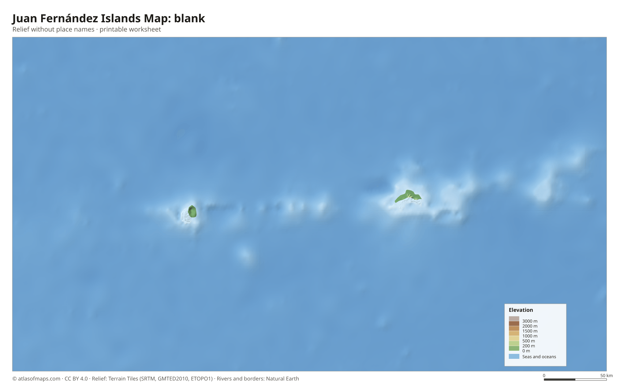 Juan Fernández Islands Map without names