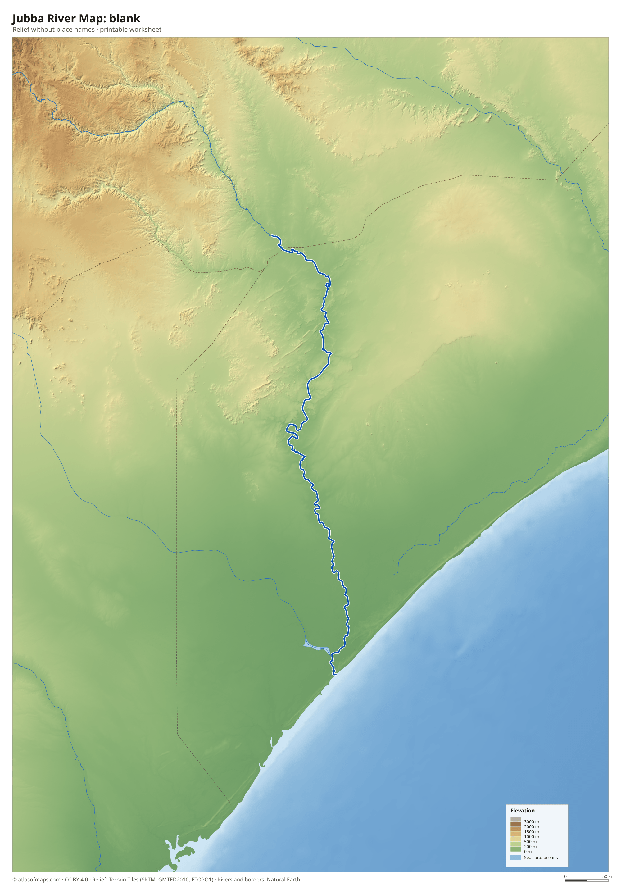 Jubba River Map without names
