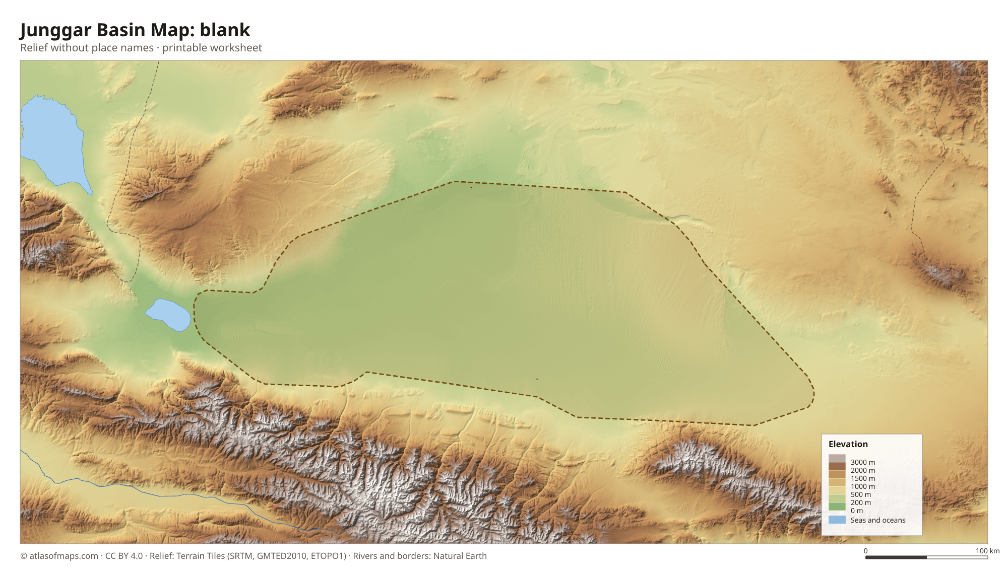 Junggar Basin Map without names