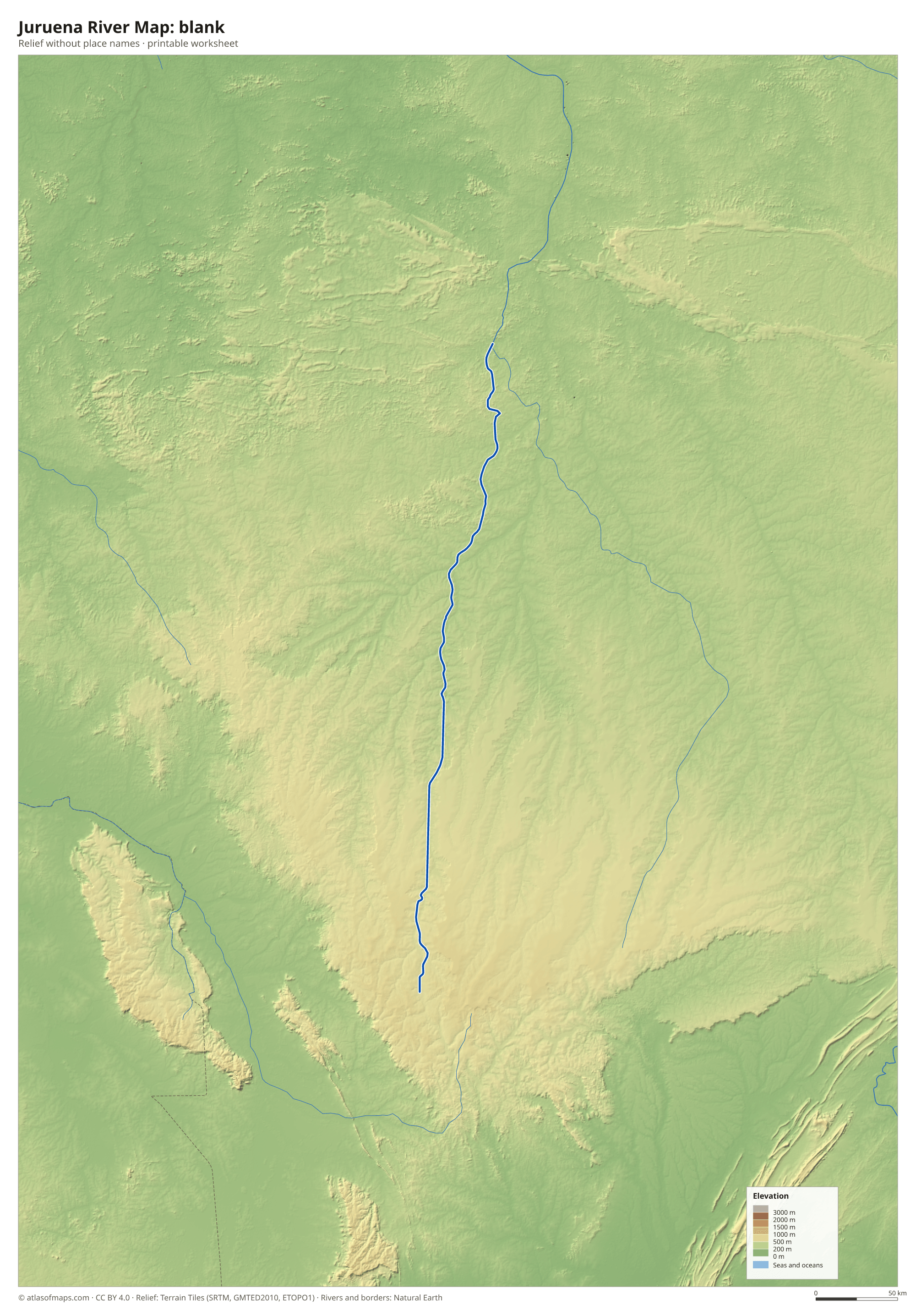 Juruena River Map without names