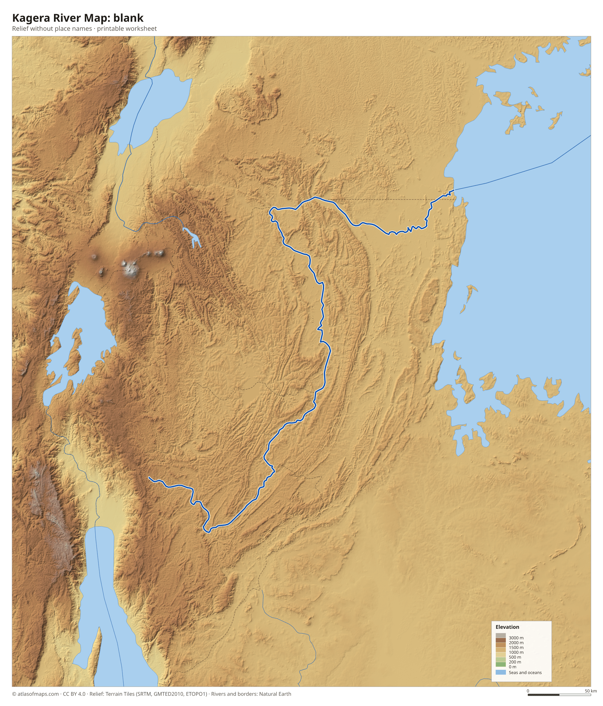 Kagera River Map without names