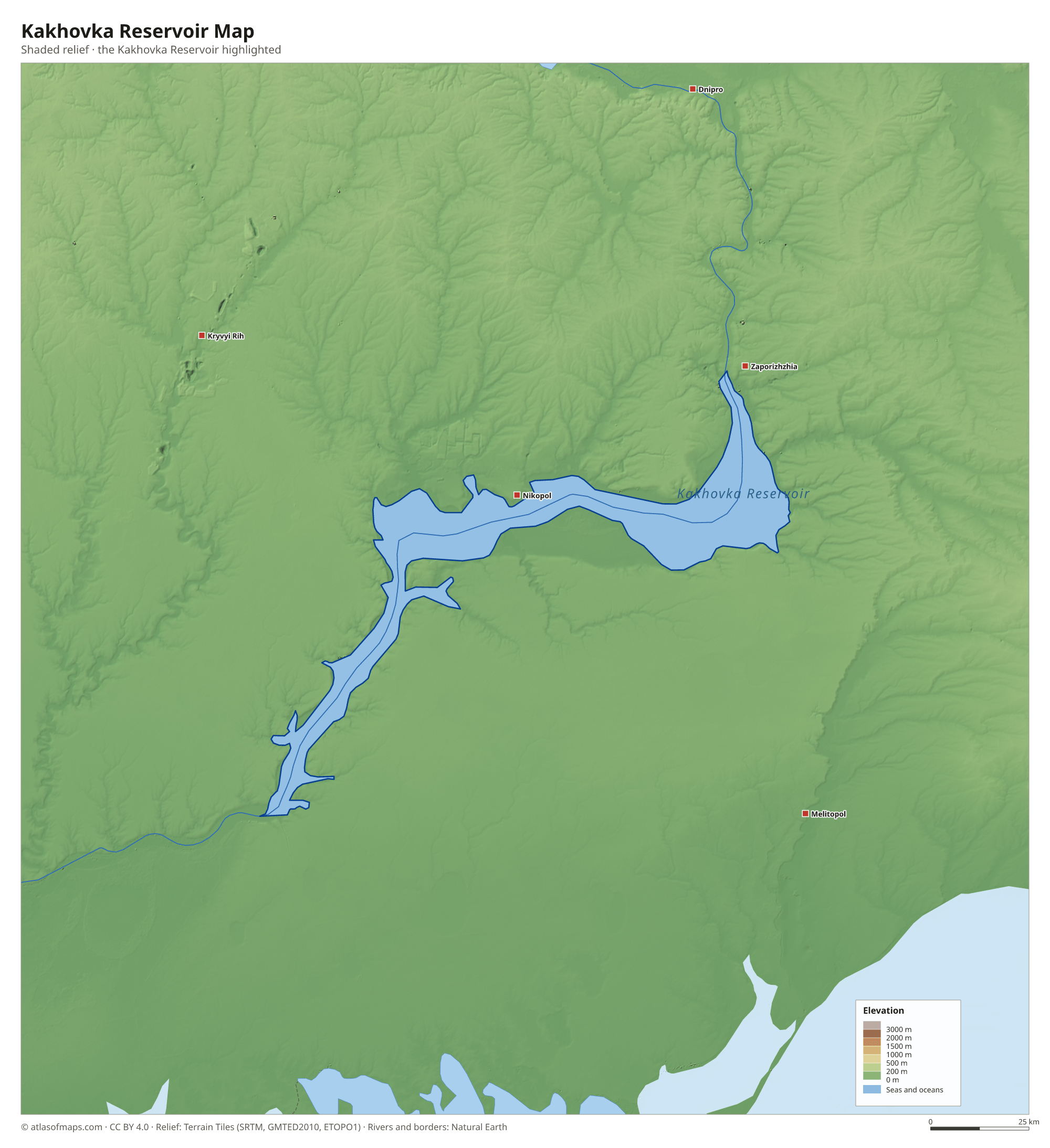 Kakhovka Reservoir Map