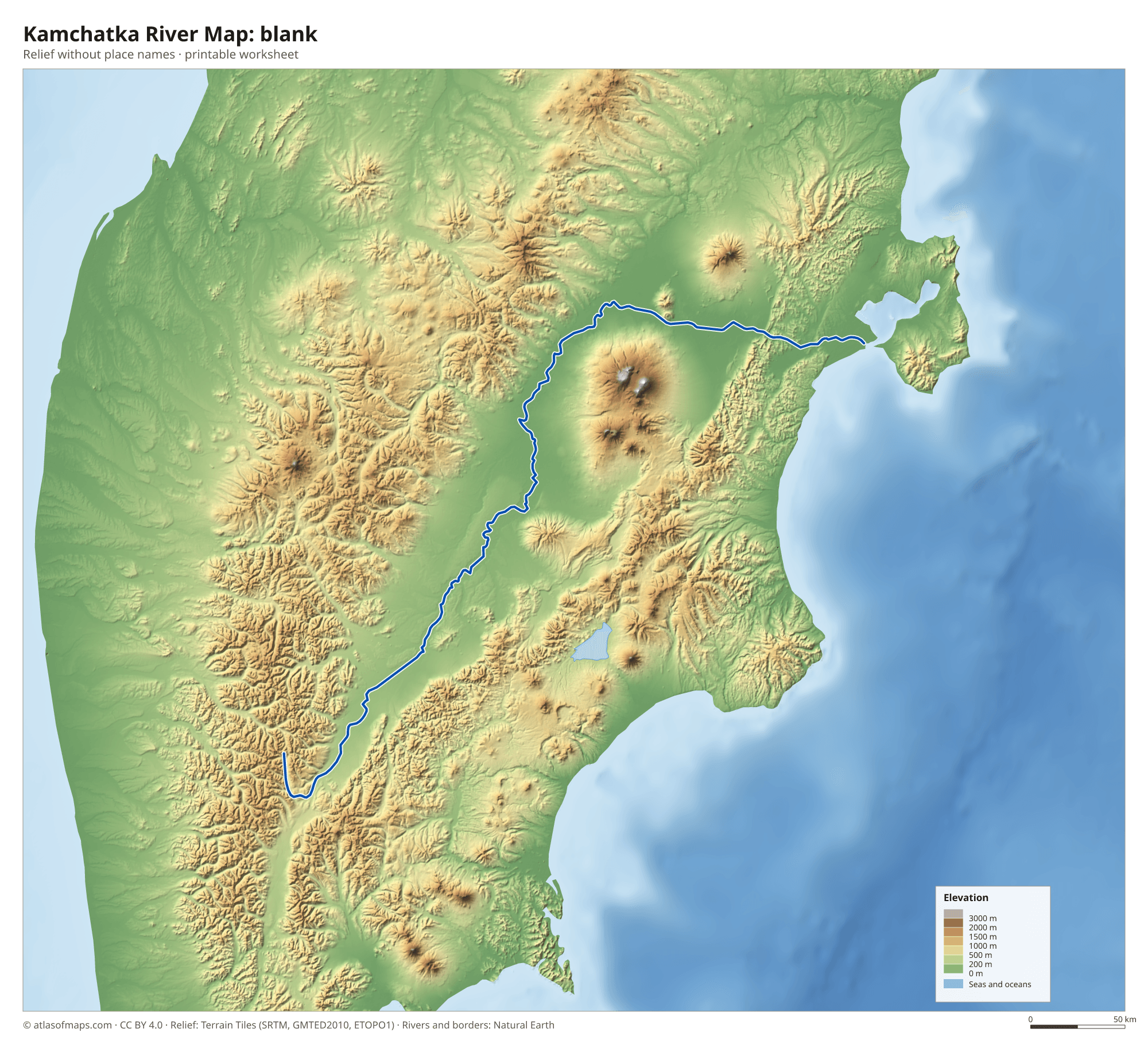 Kamchatka River Map without names