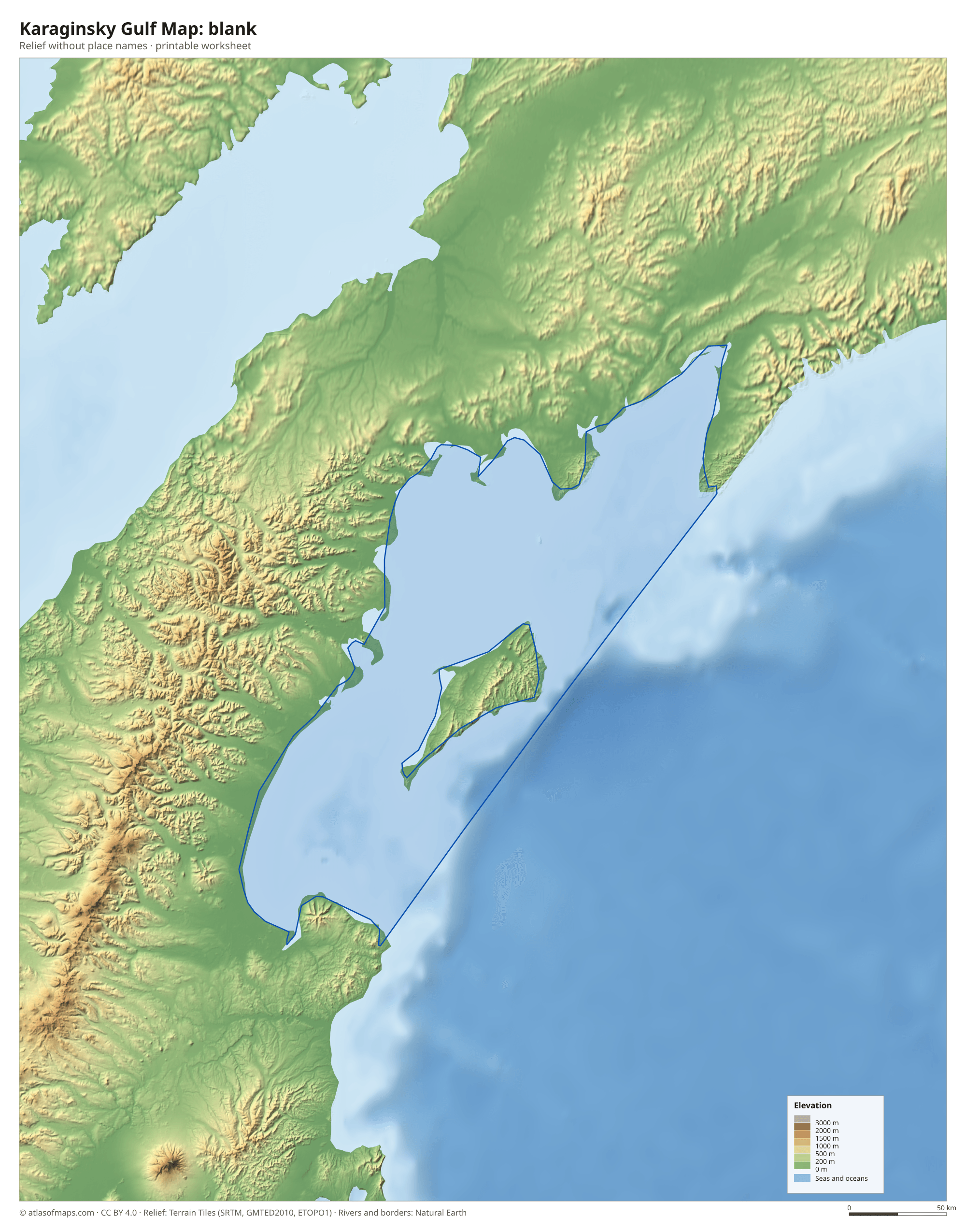 Karaginsky Gulf Map without names