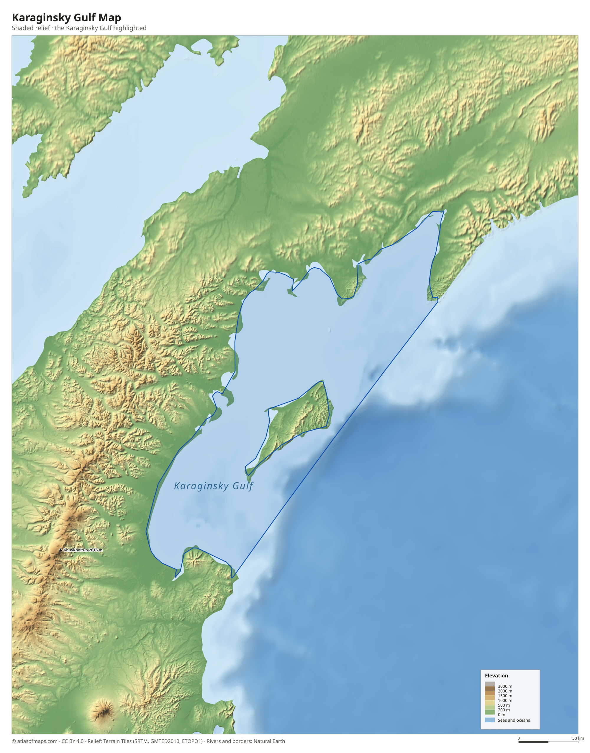 Karaginsky Gulf Map