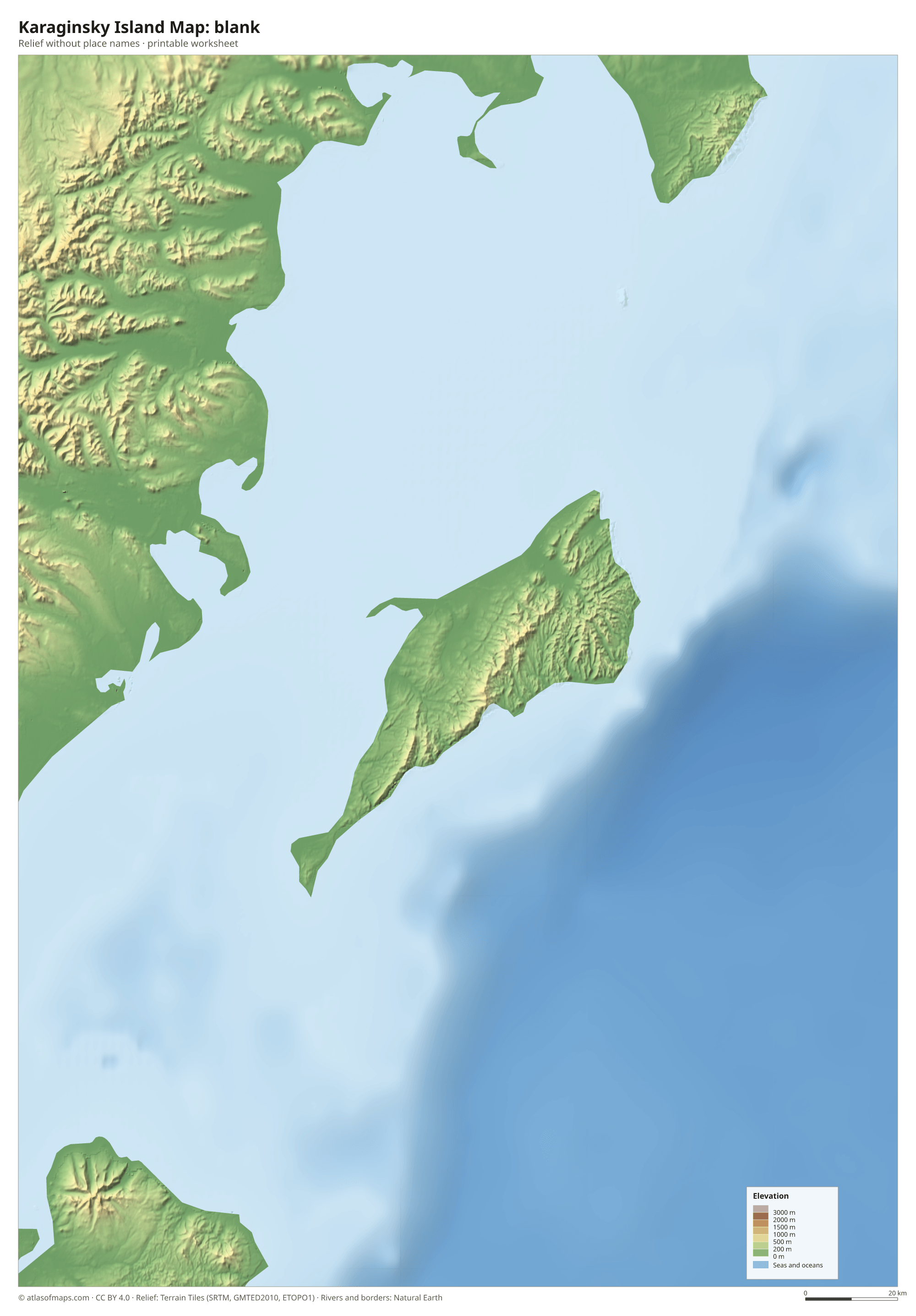 Karaginsky Island Map without names