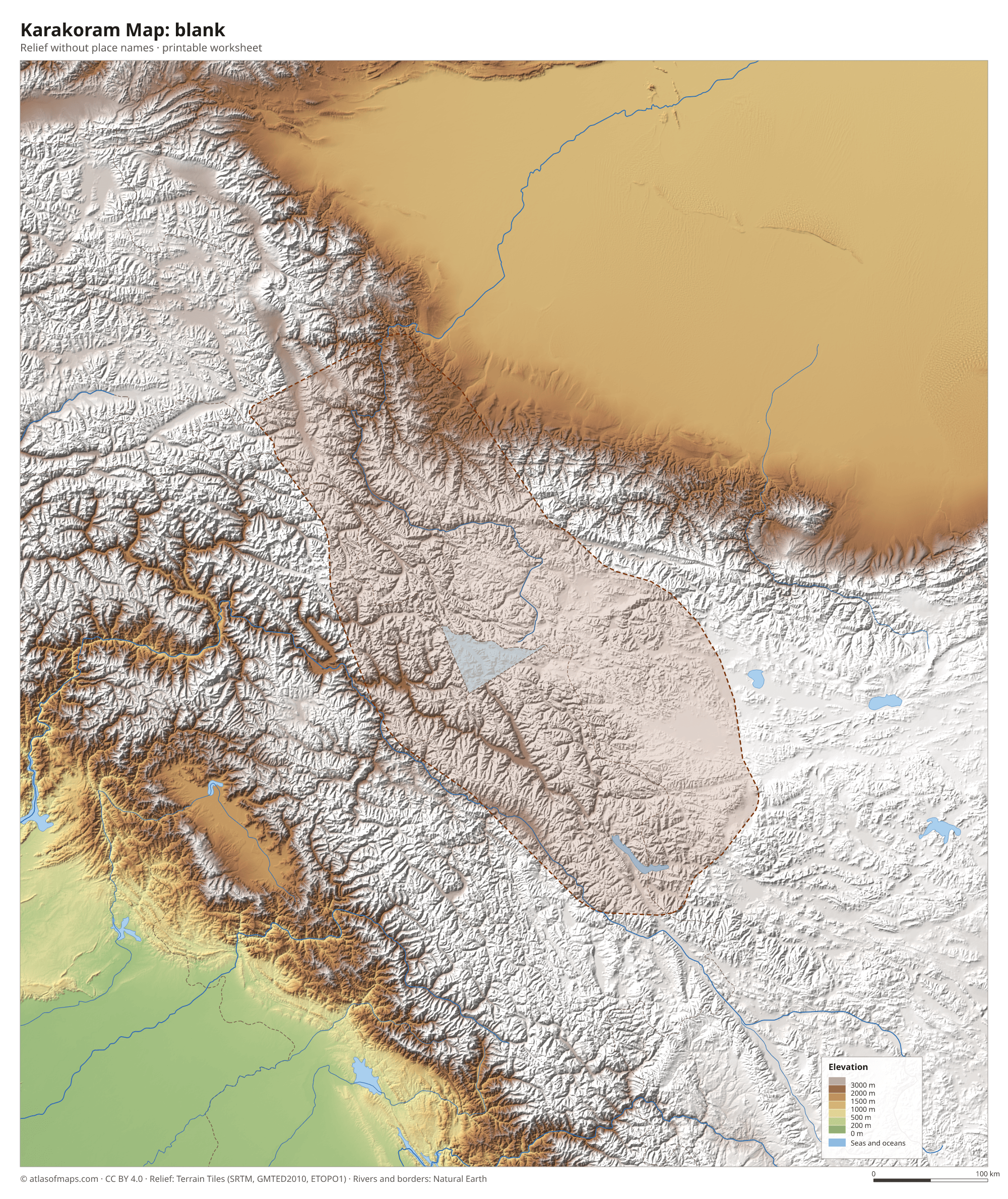 Karakoram Map without names