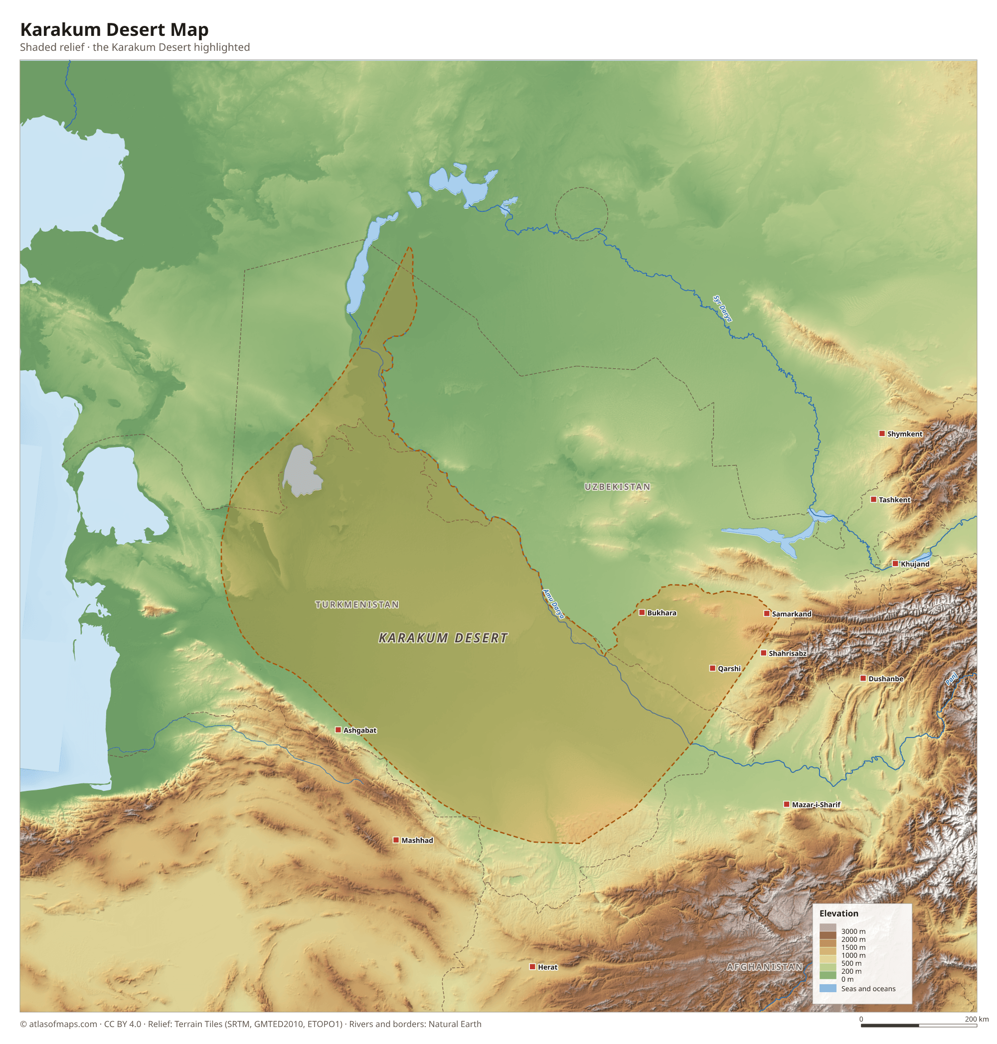 Karakum Desert Map