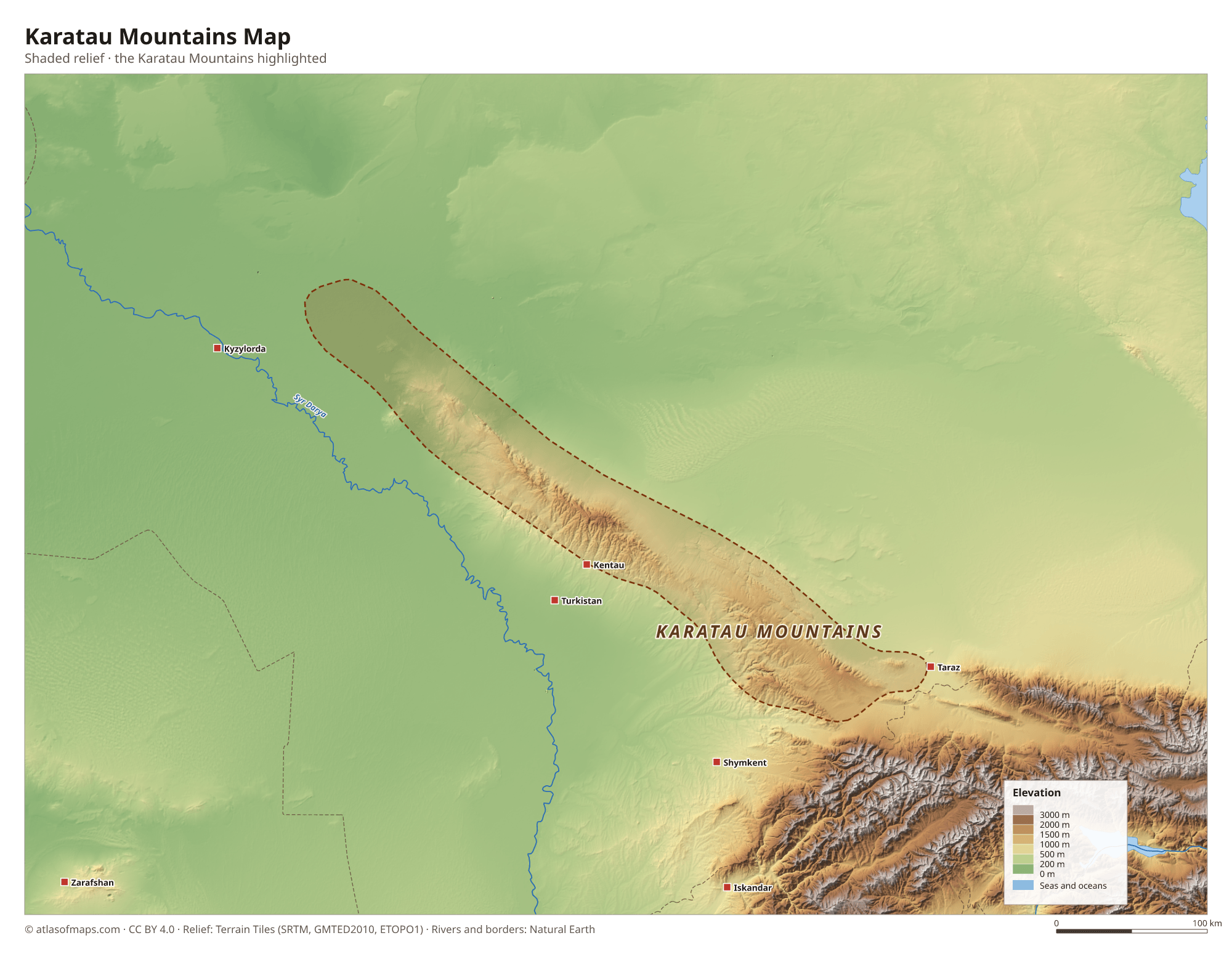 Karatau Mountains Map