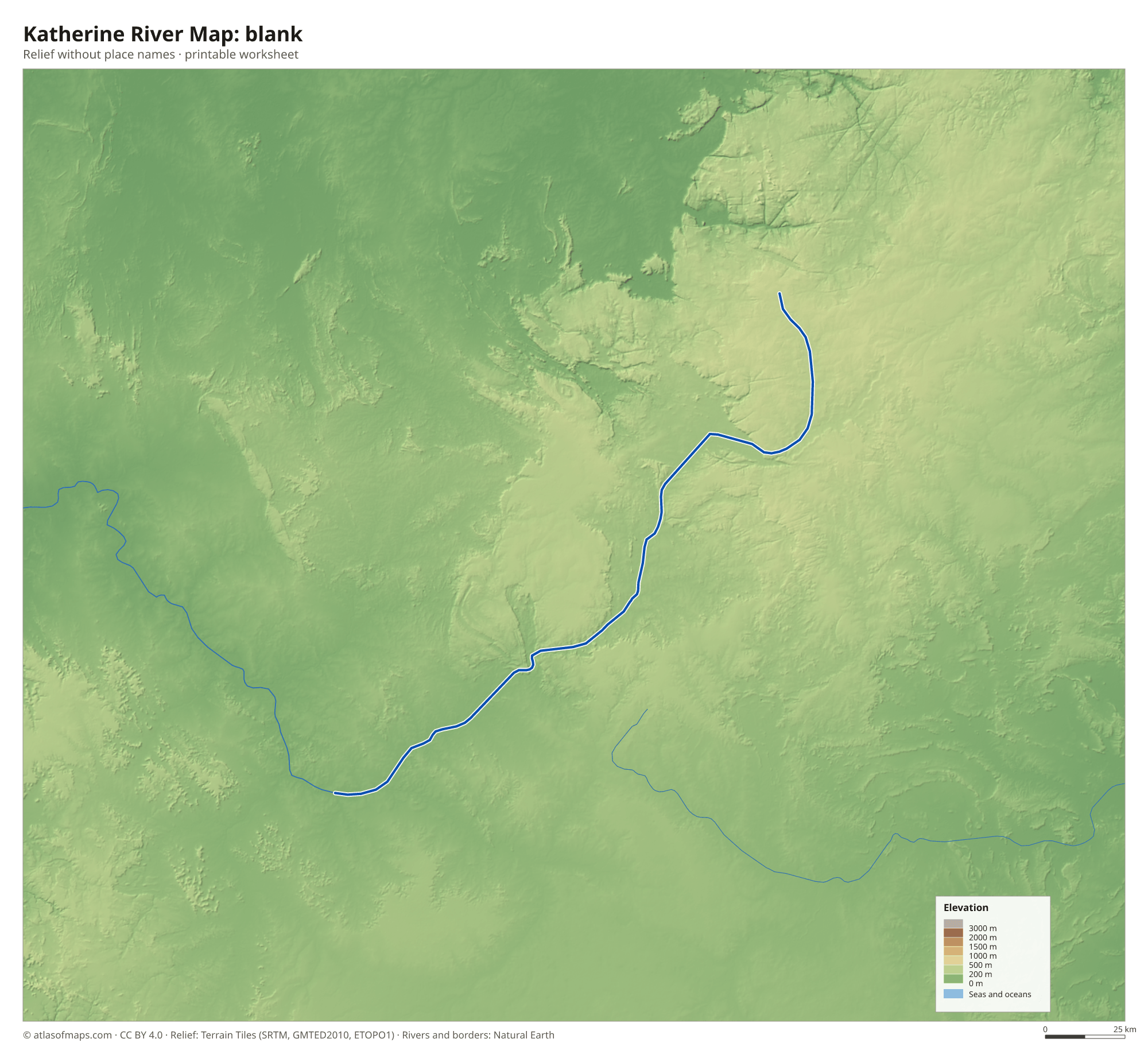 Katherine River Map without names
