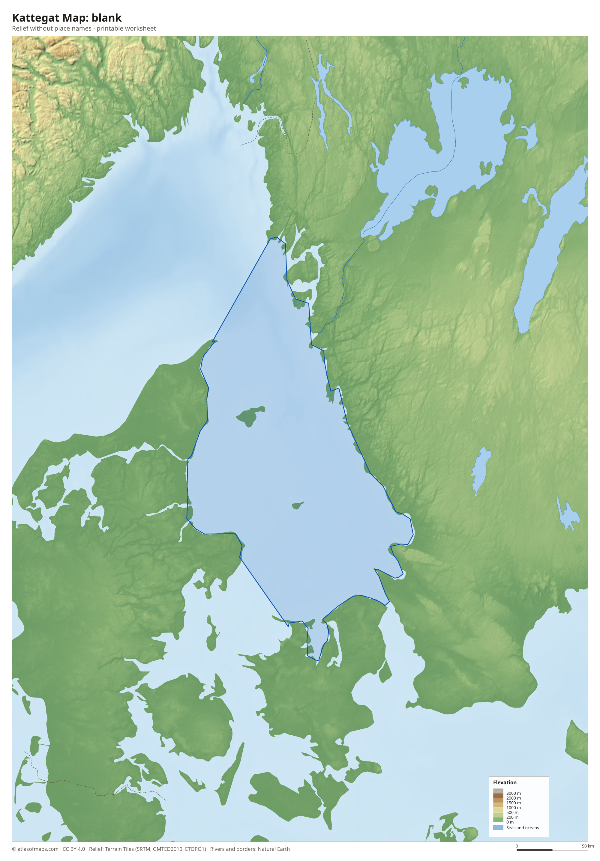 Kattegat Map without names