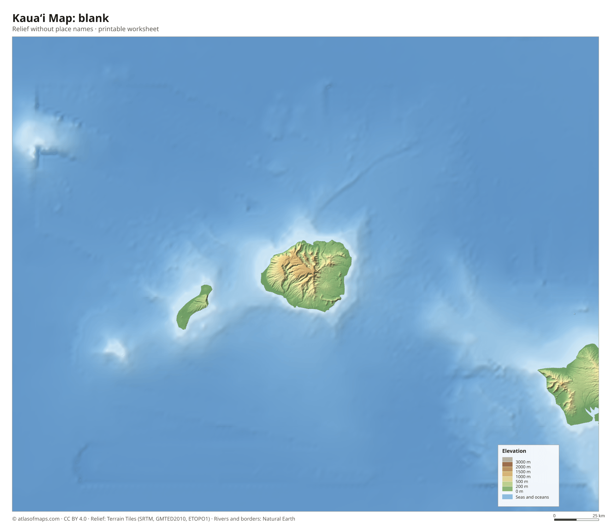 Kauaʻi Map without names