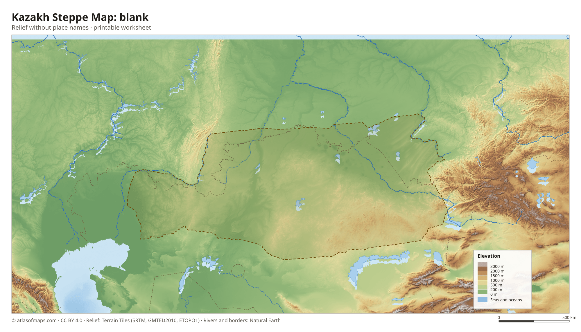 Kazakh Steppe Map without names