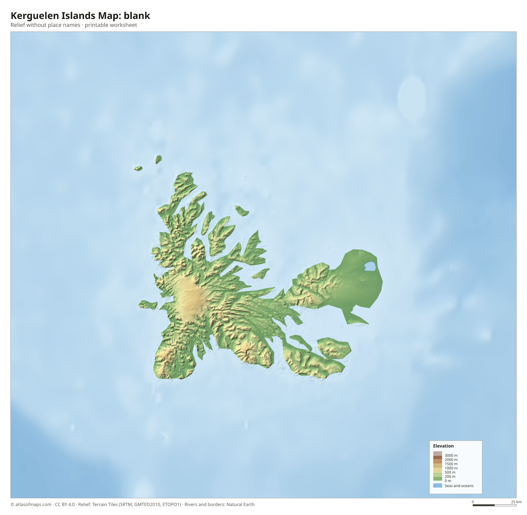 Kerguelen Islands Map without names