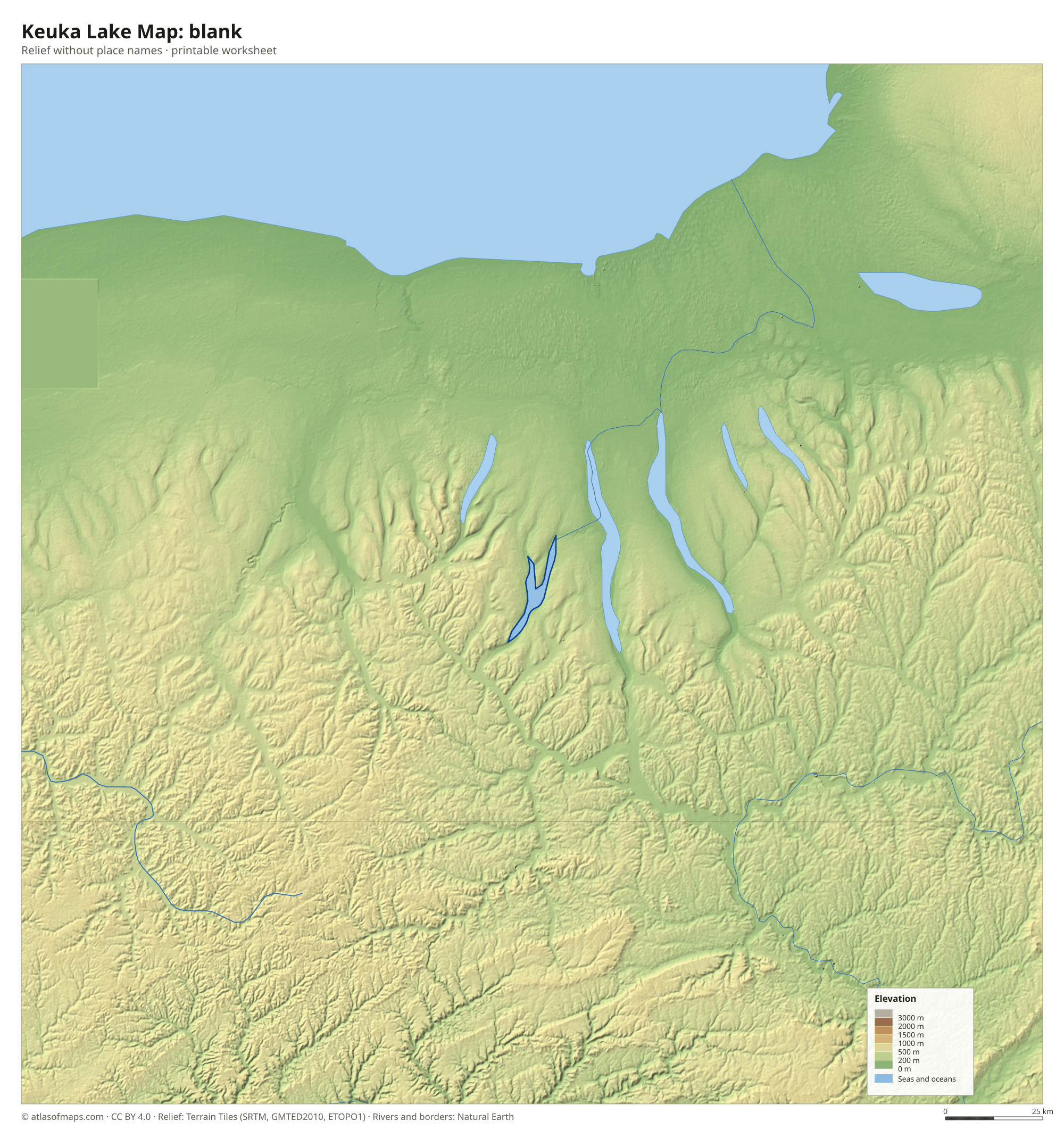Keuka Lake Map without names