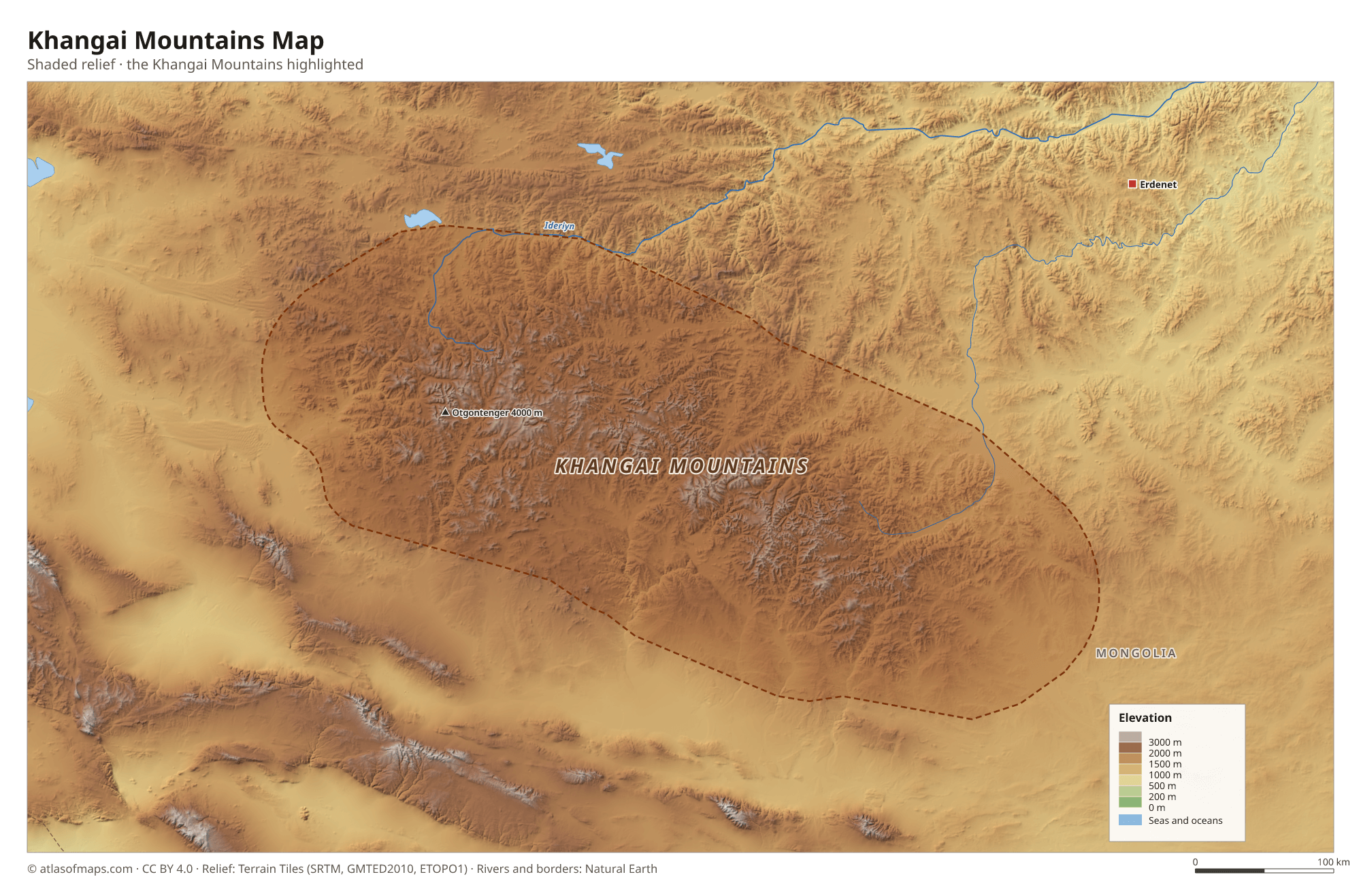 Khangai Mountains Map