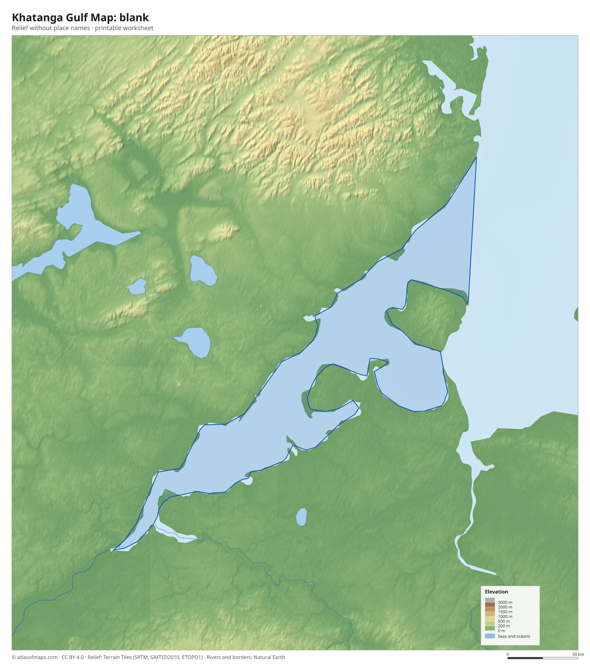 Khatanga Gulf Map without names