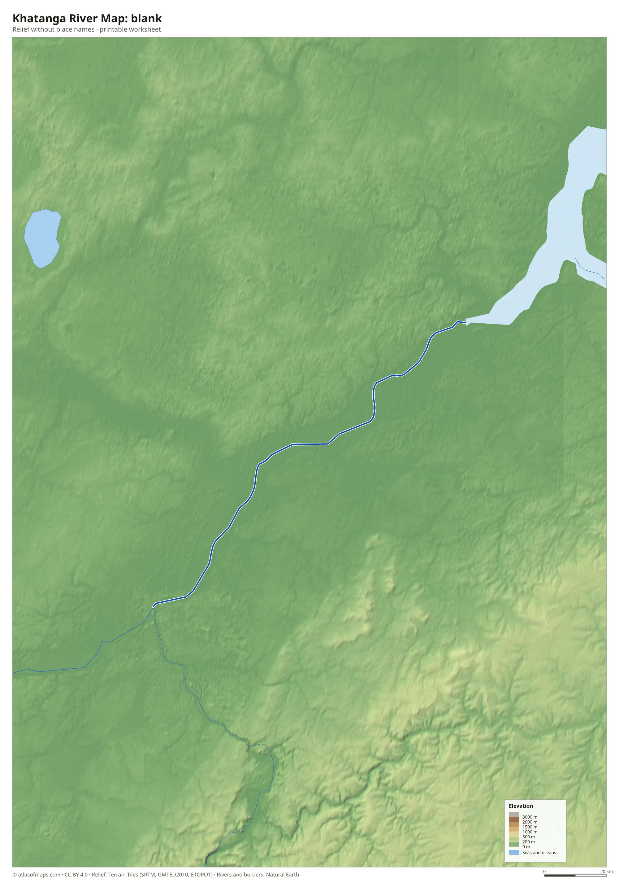 Khatanga River Map without names