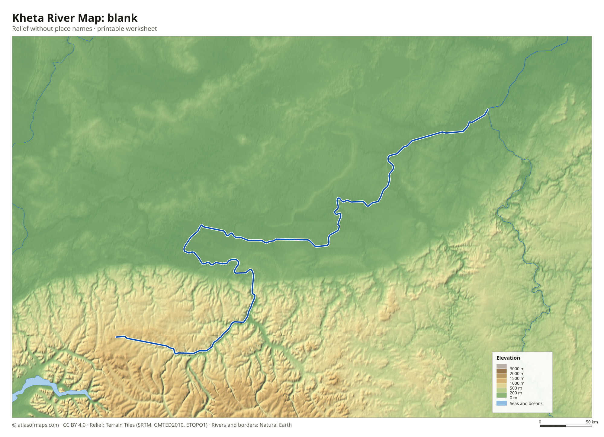 Kheta River Map without names