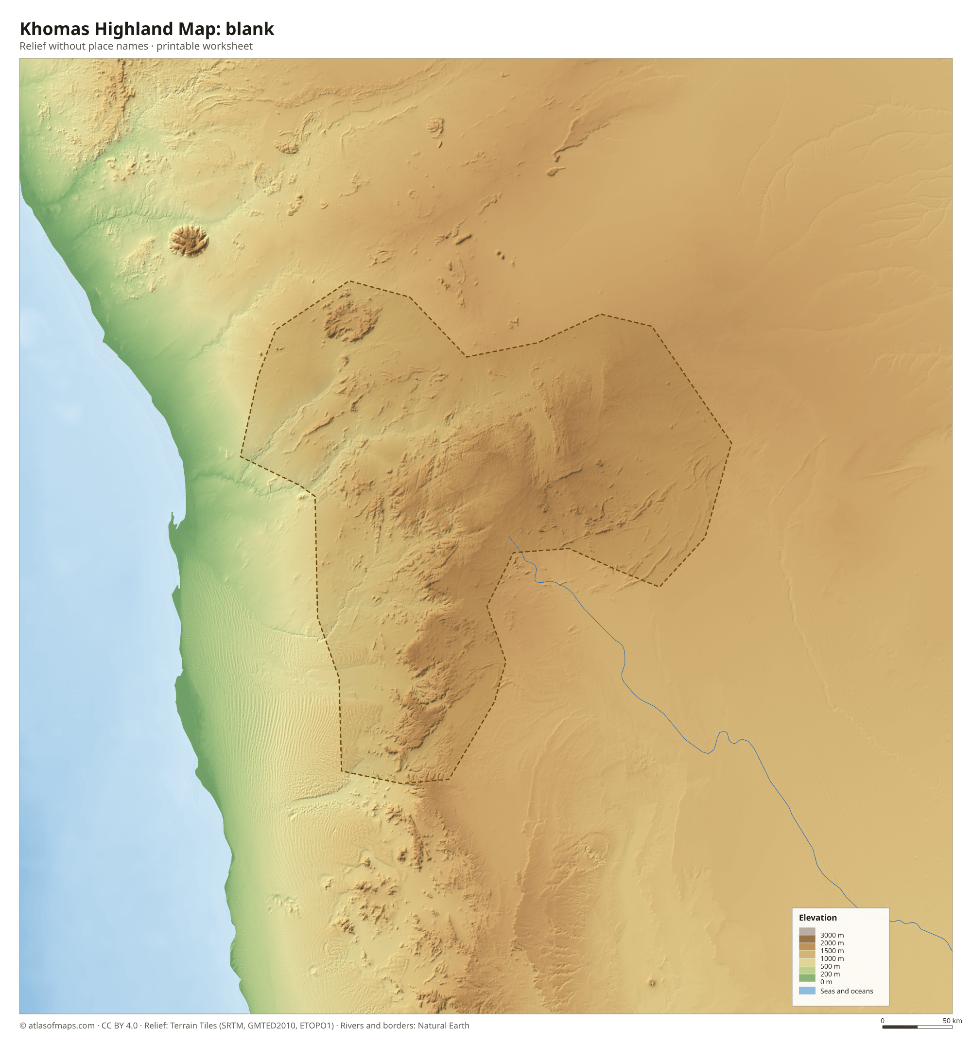 Khomas Highland Map without names