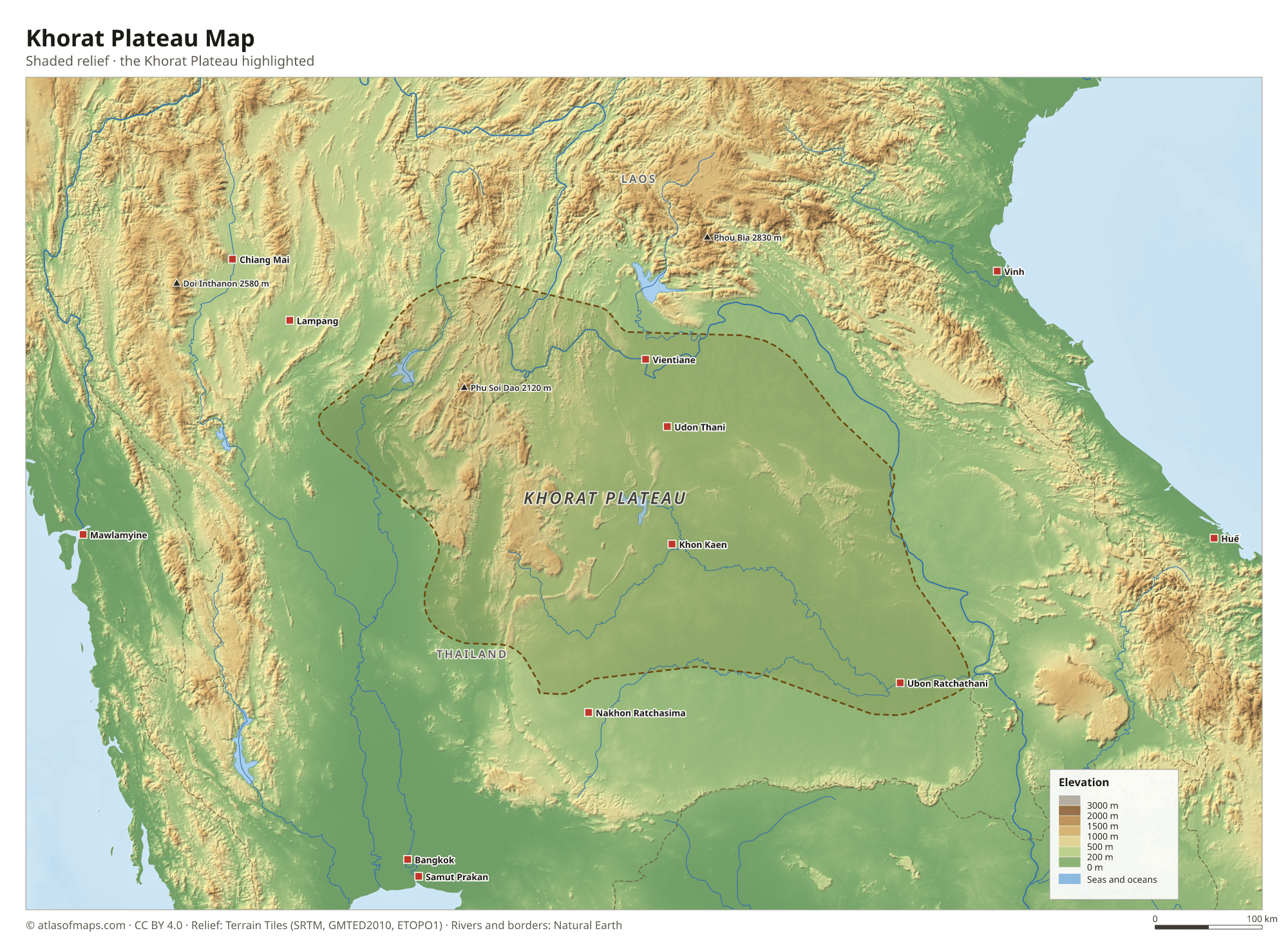 Khorat Plateau Map