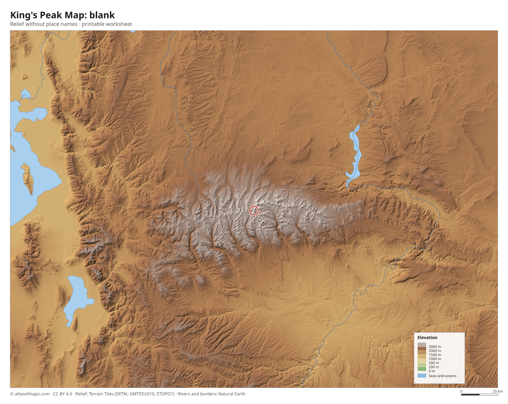 King's Peak Map without names
