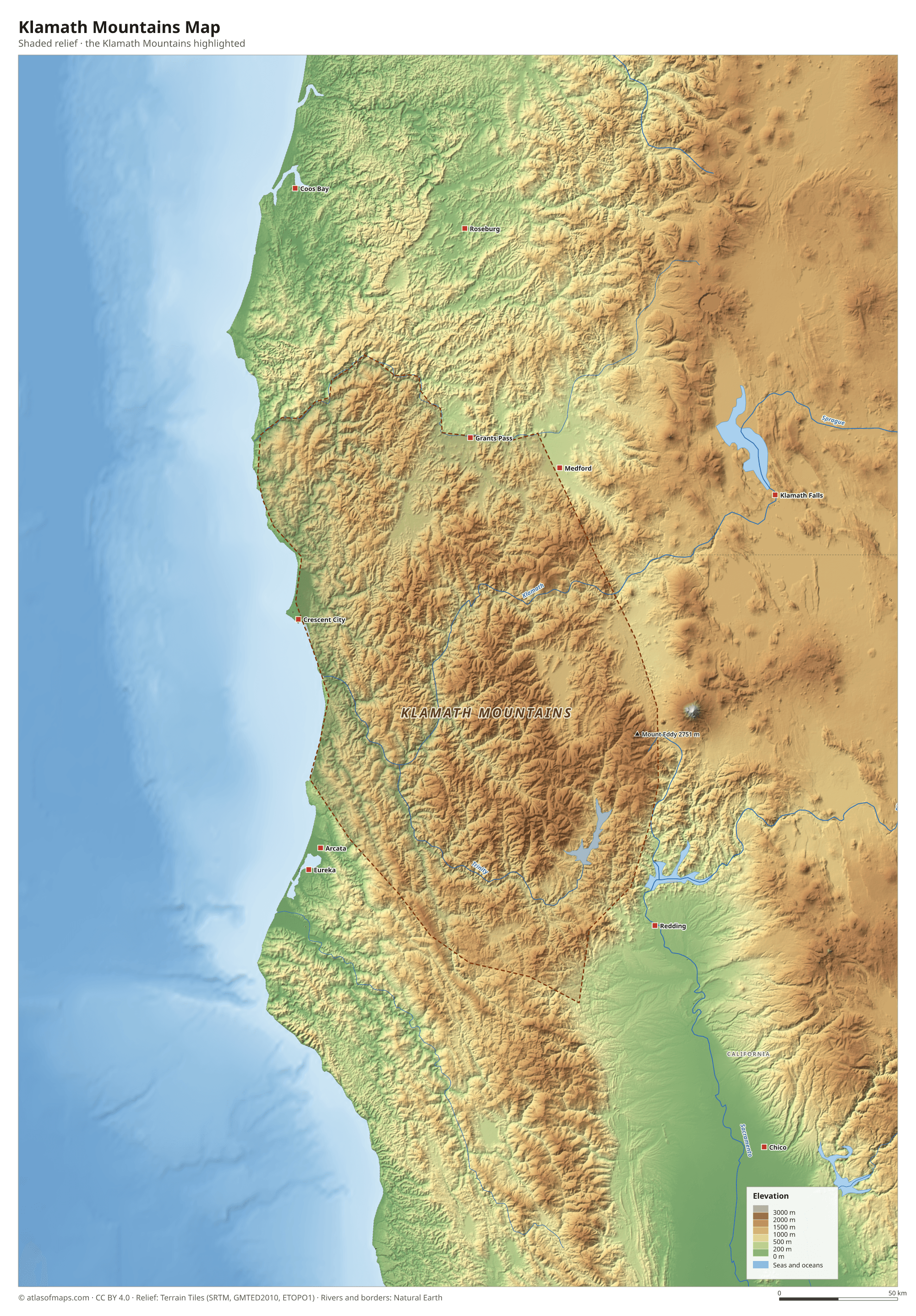 Klamath Mountains Map