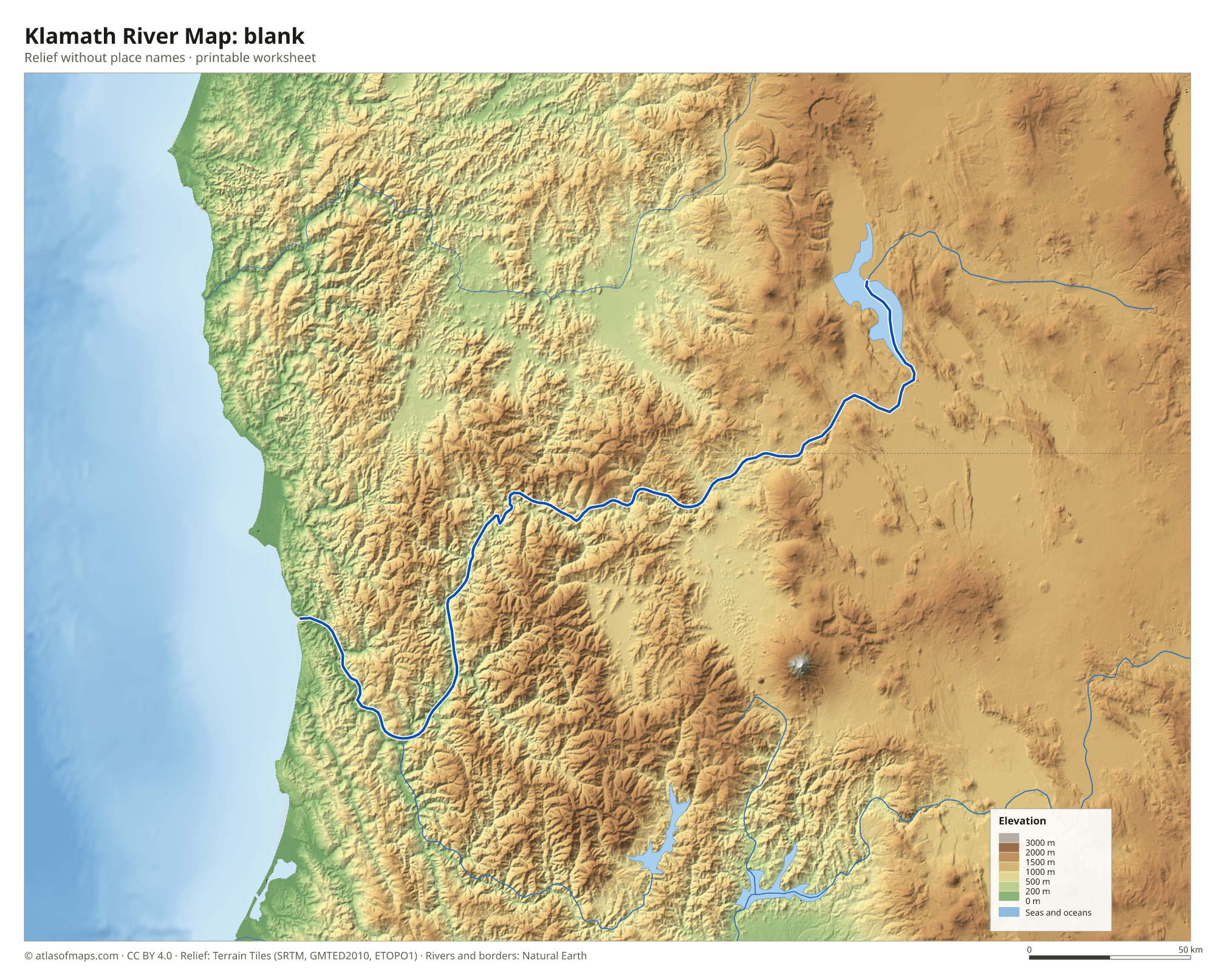 Klamath River Map without names