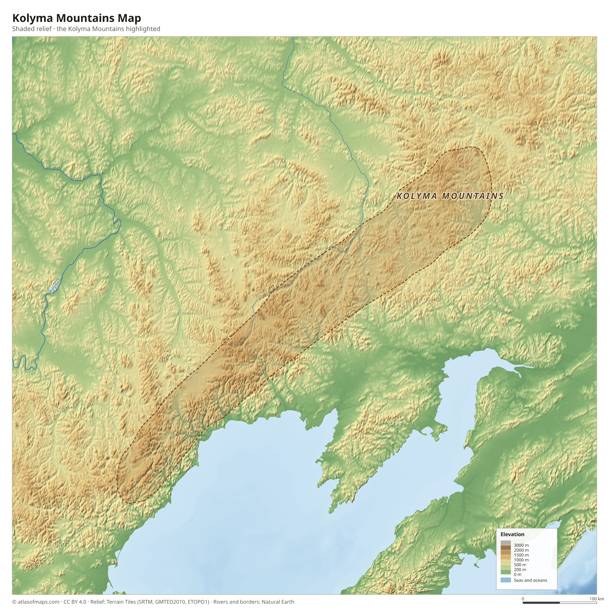 Kolyma Mountains Map
