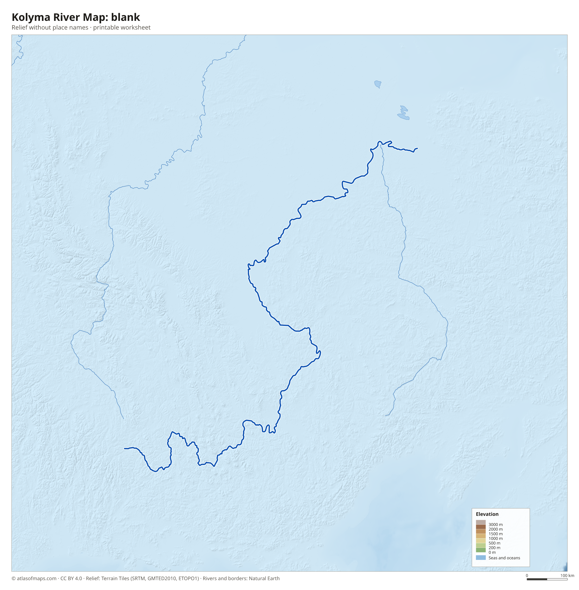 Kolyma River Map without names