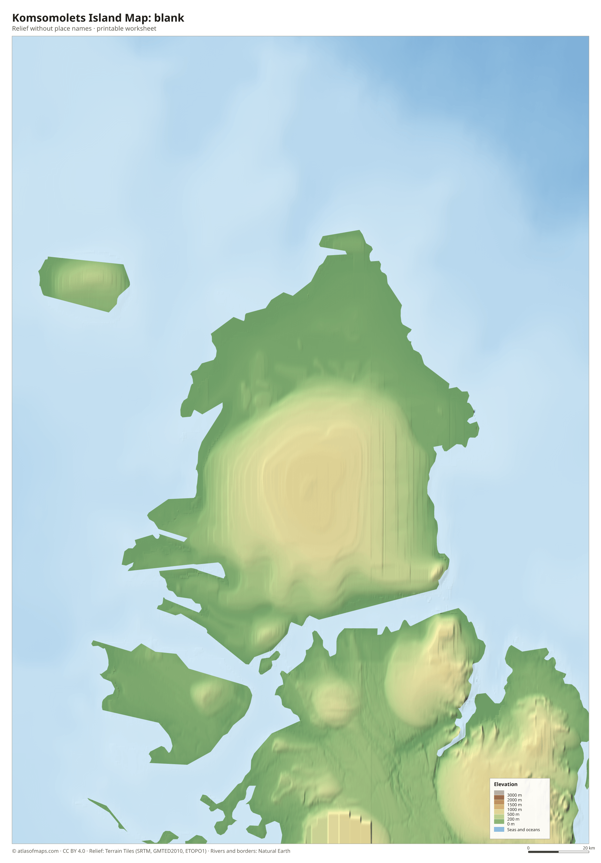 Komsomolets Island Map without names