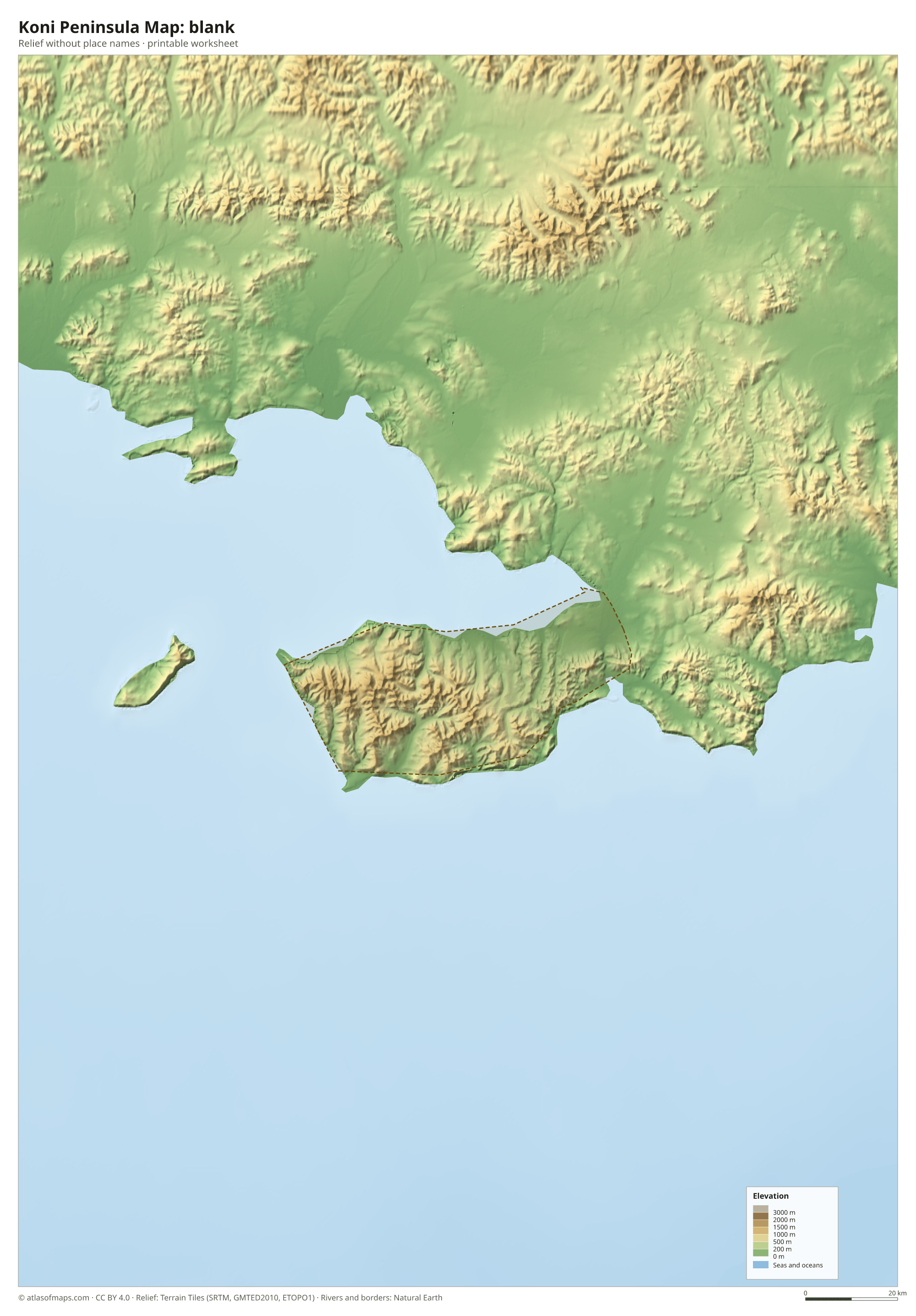 Koni Peninsula Map without names