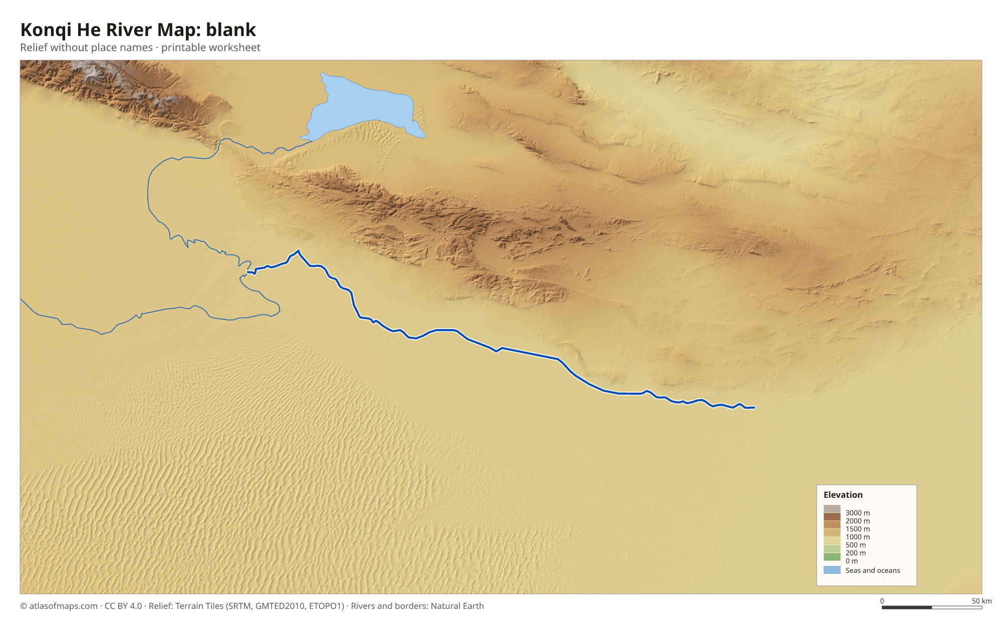 Konqi He River Map without names
