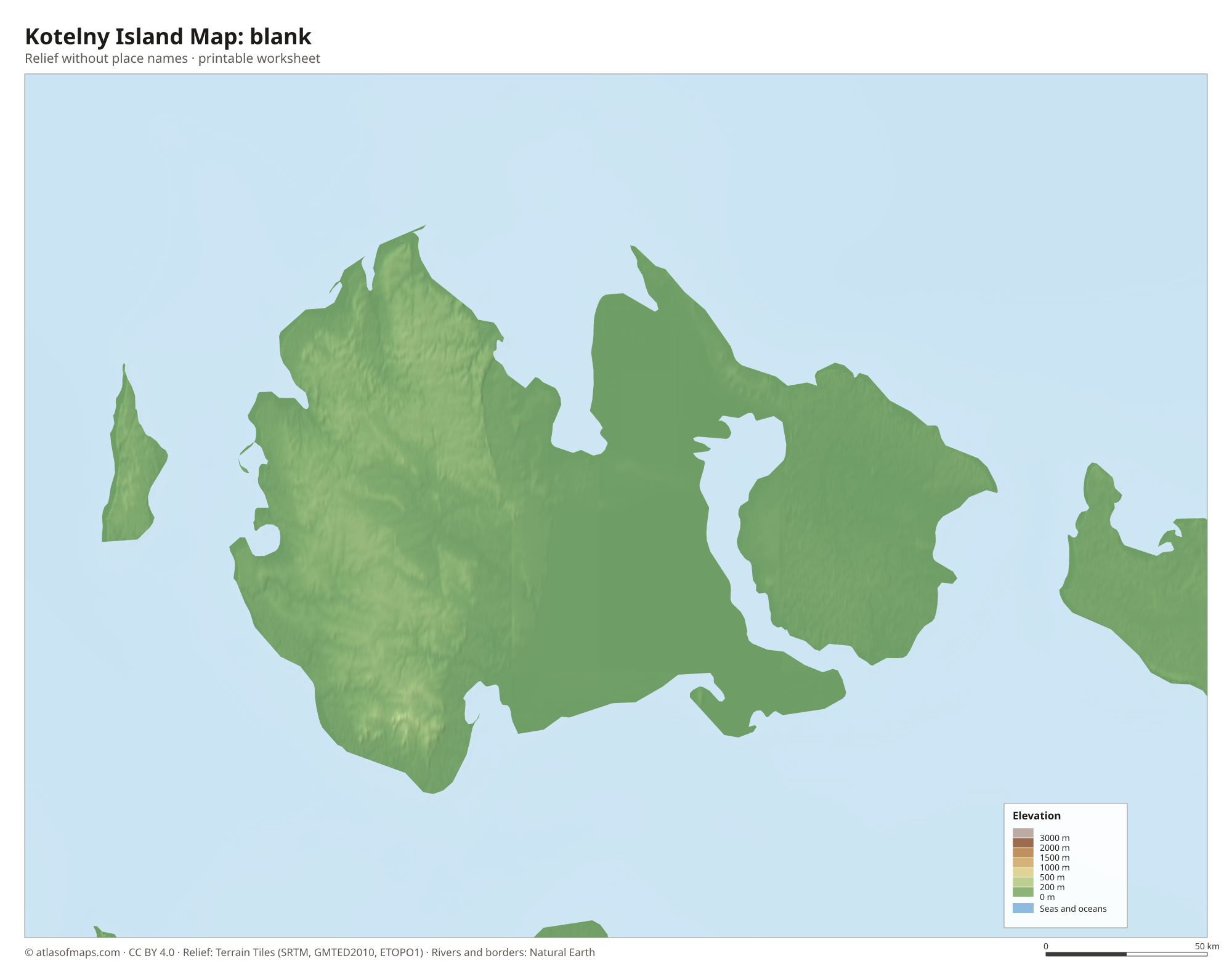 Kotelny Island Map without names