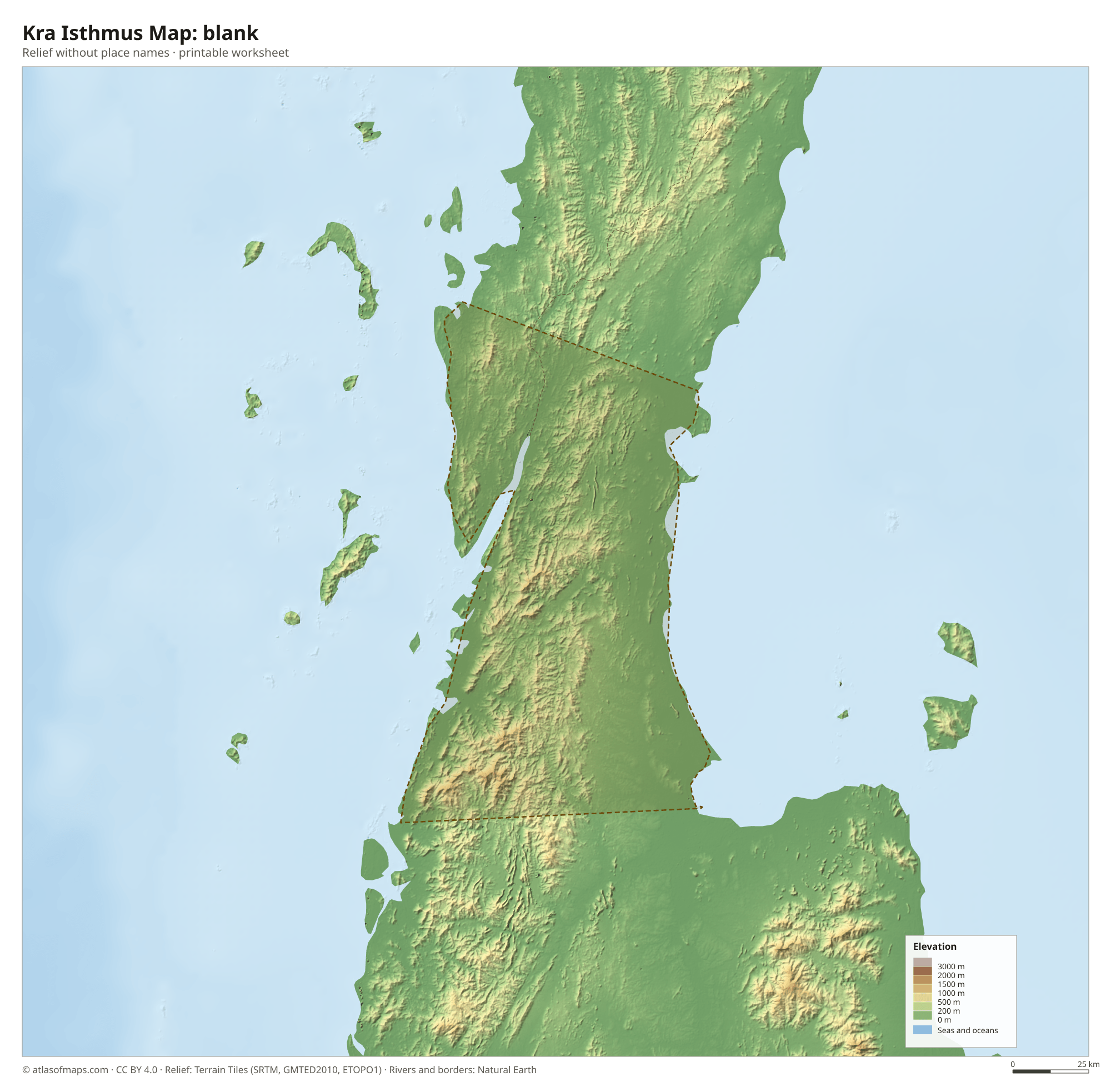Kra Isthmus Map without names