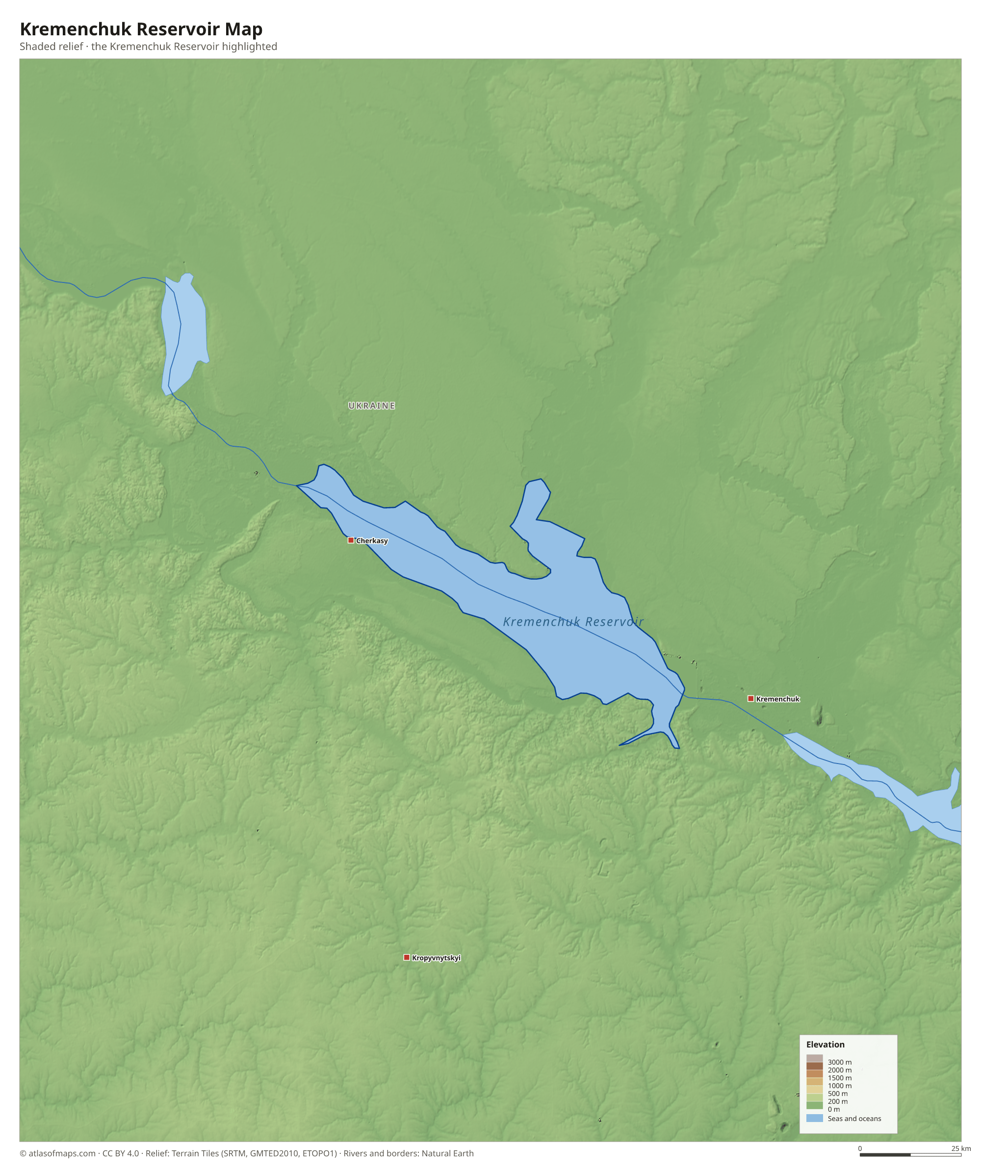Kremenchuk Reservoir Map