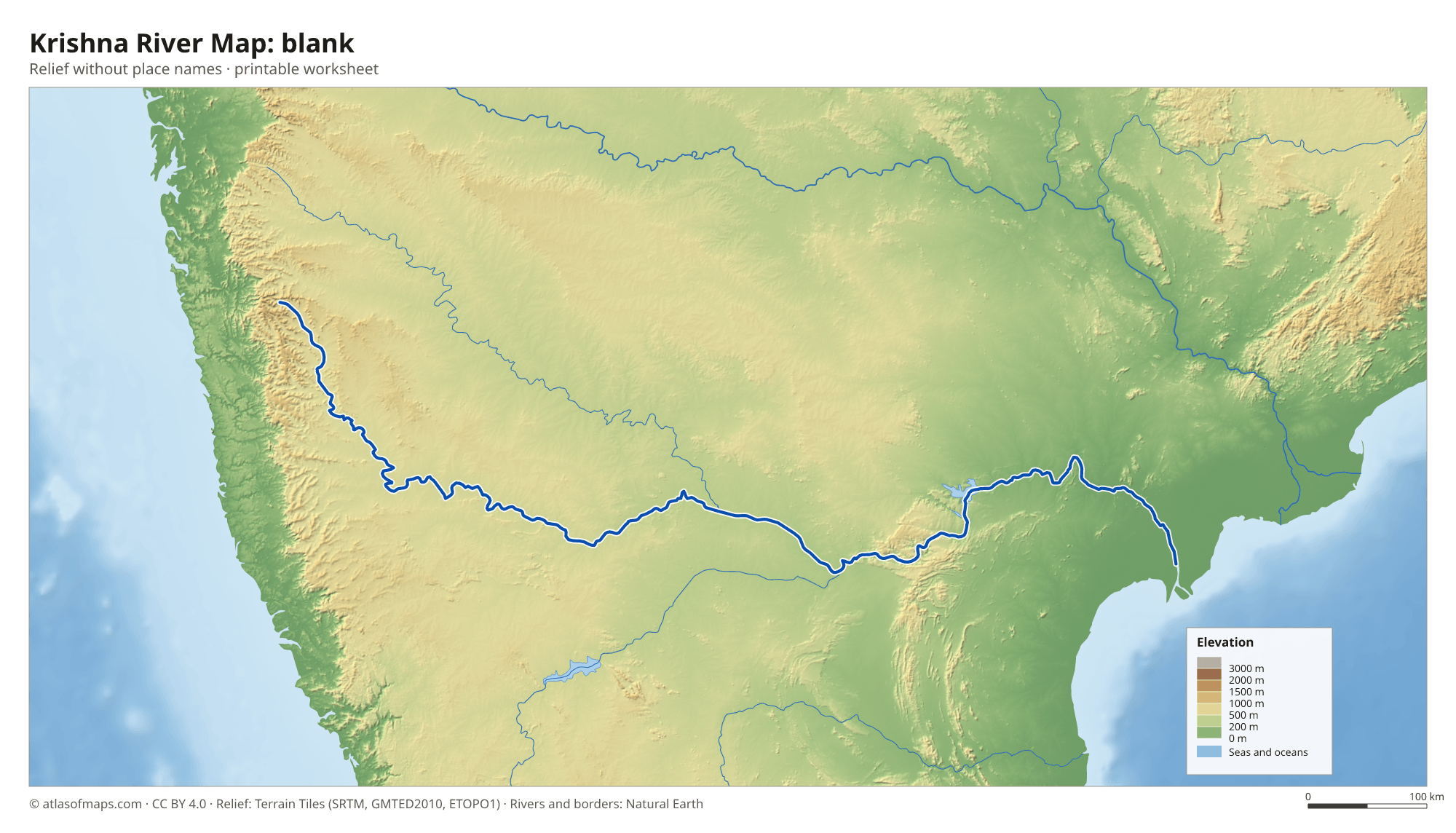Krishna River Map without names