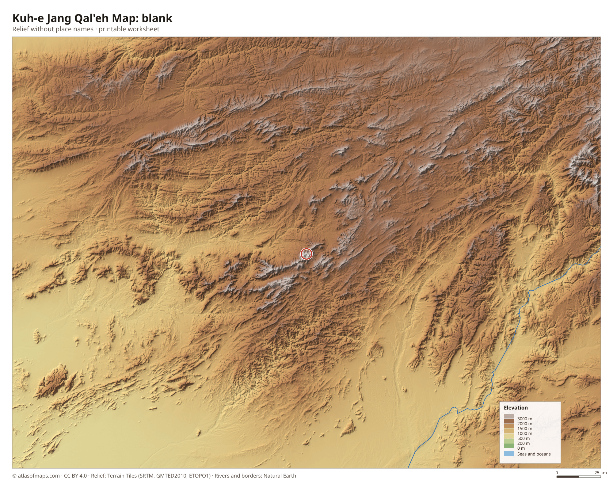 Kuh-e Jang Qal'eh Map without names