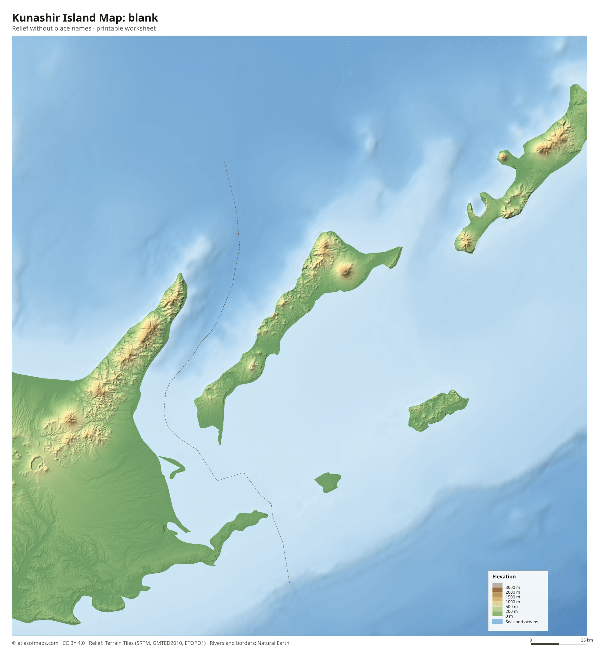 Kunashir Island Map without names