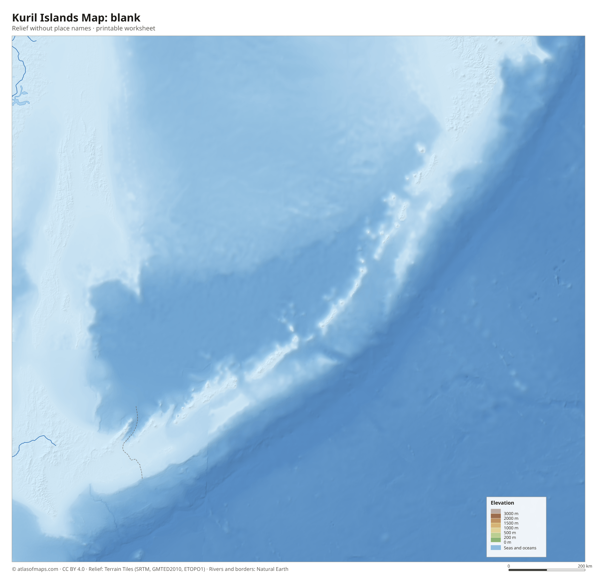 Kuril Islands Map without names