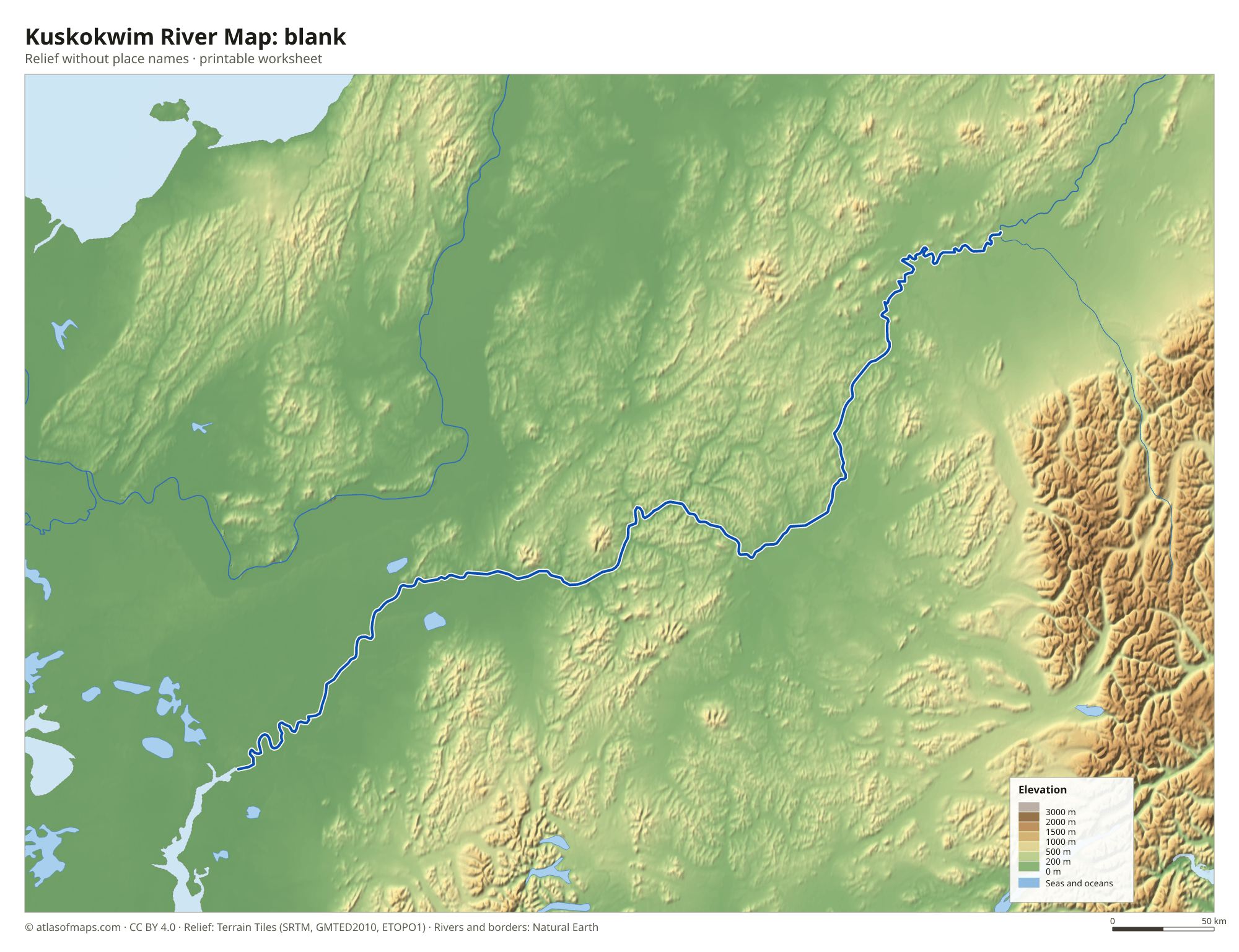 Kuskokwim River Map without names