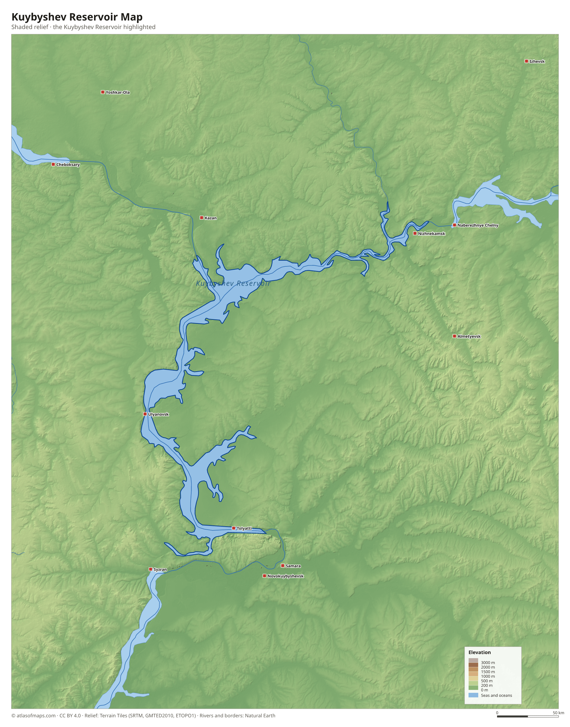 Kuybyshev Reservoir Map