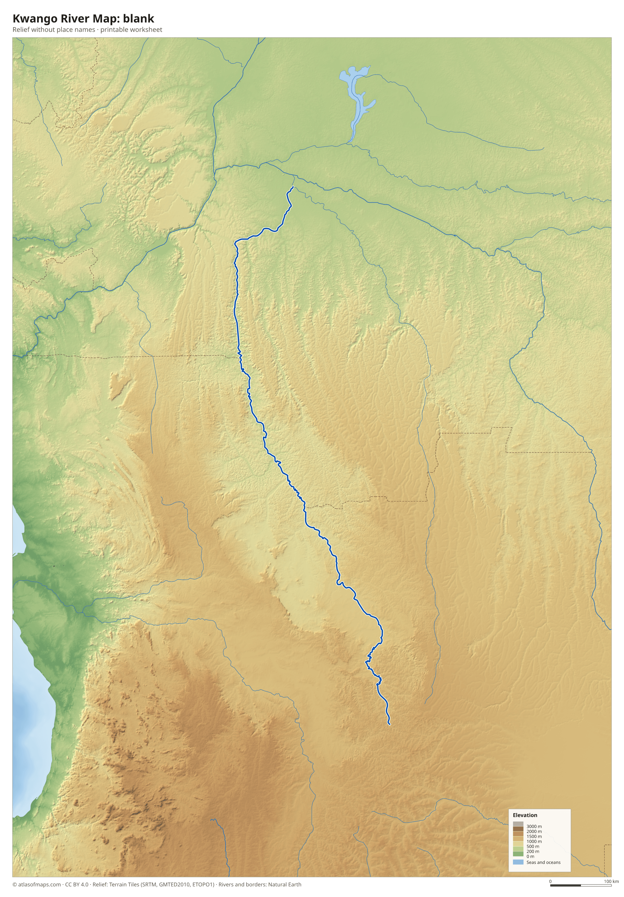 Kwango River Map without names