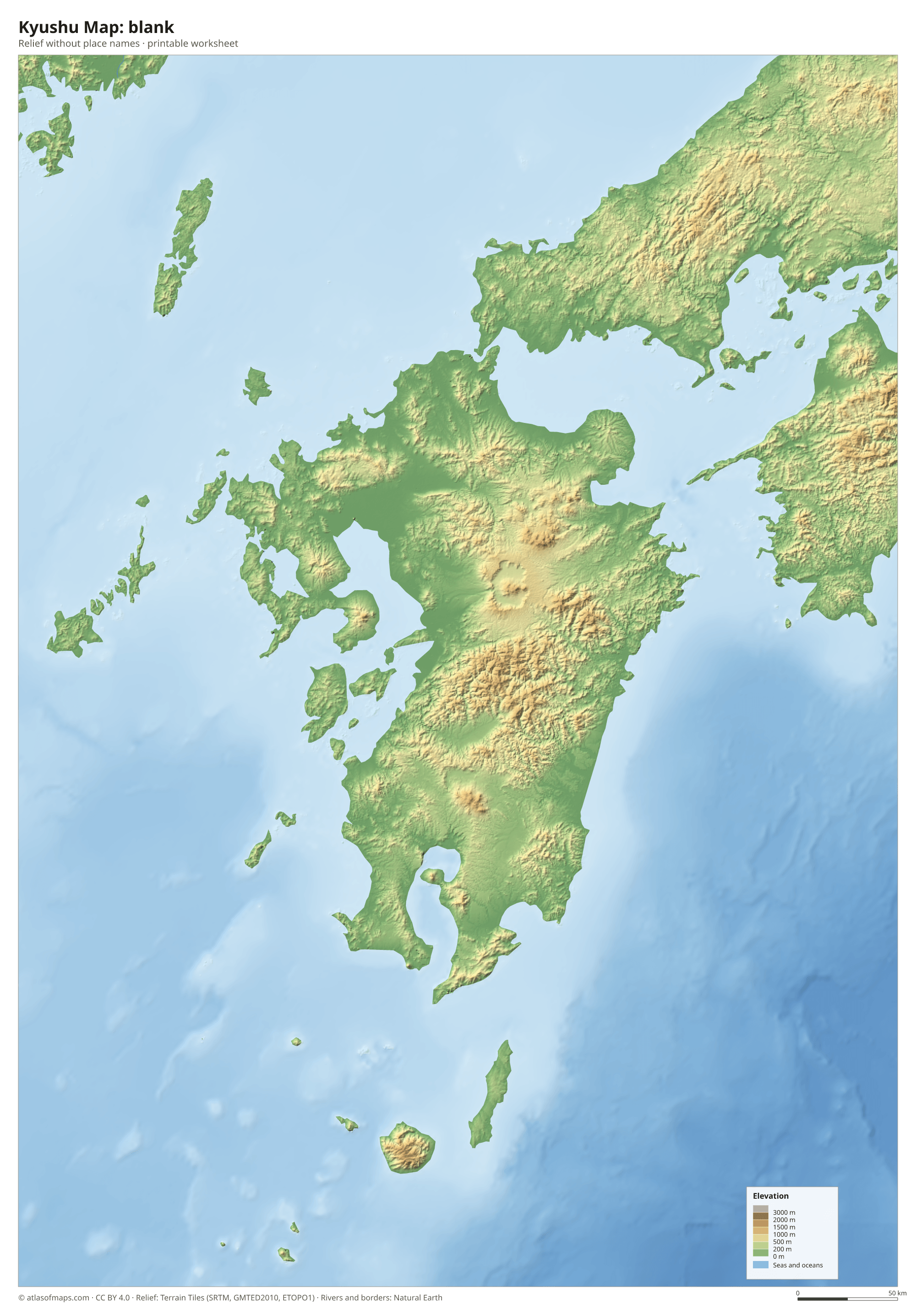 Kyushu Map without names
