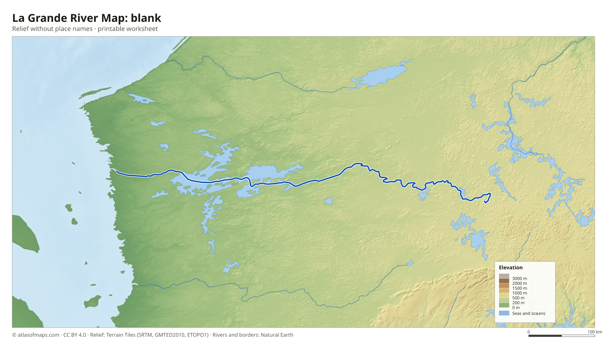 La Grande River Map without names