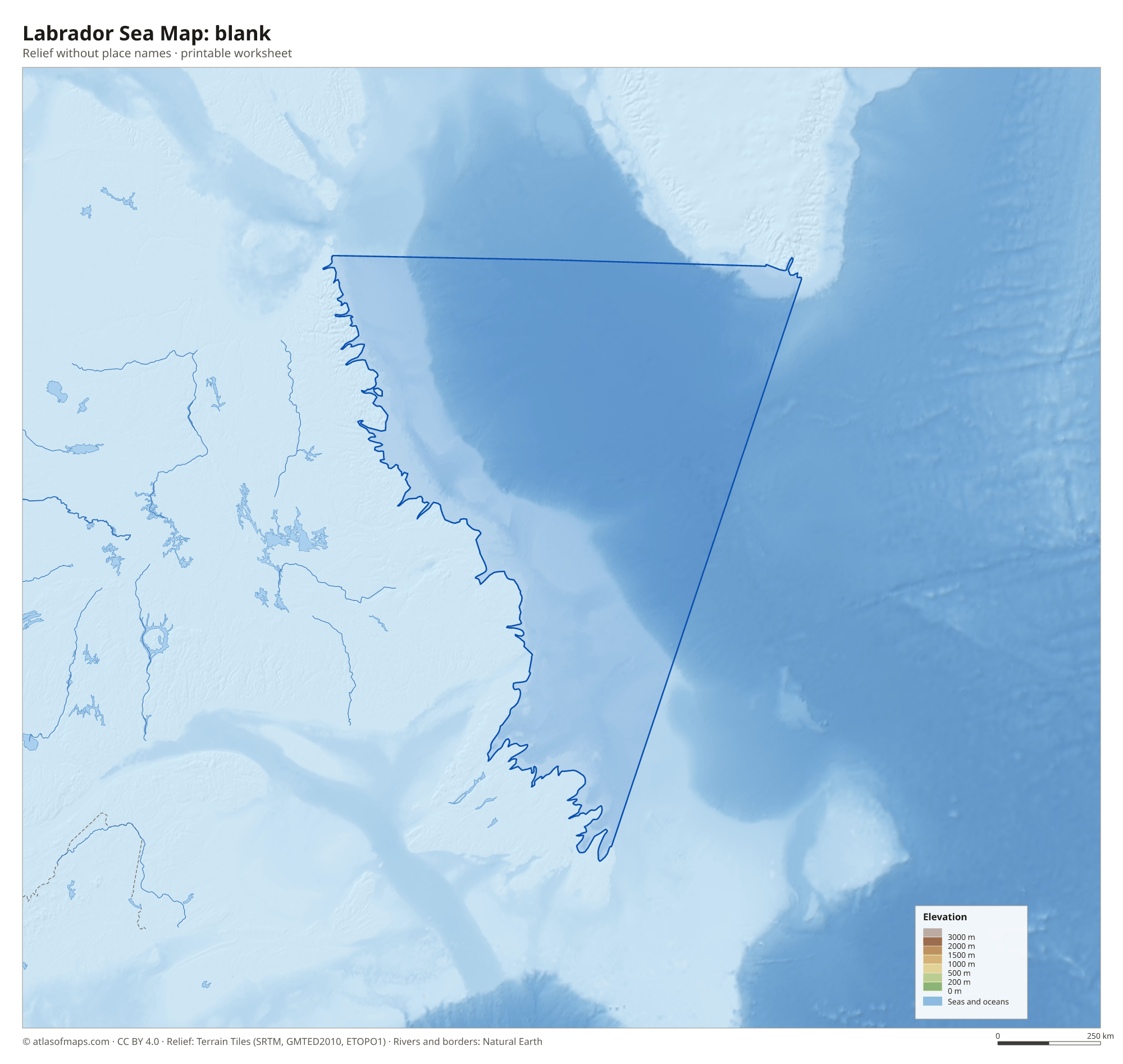 Labrador Sea Map without names