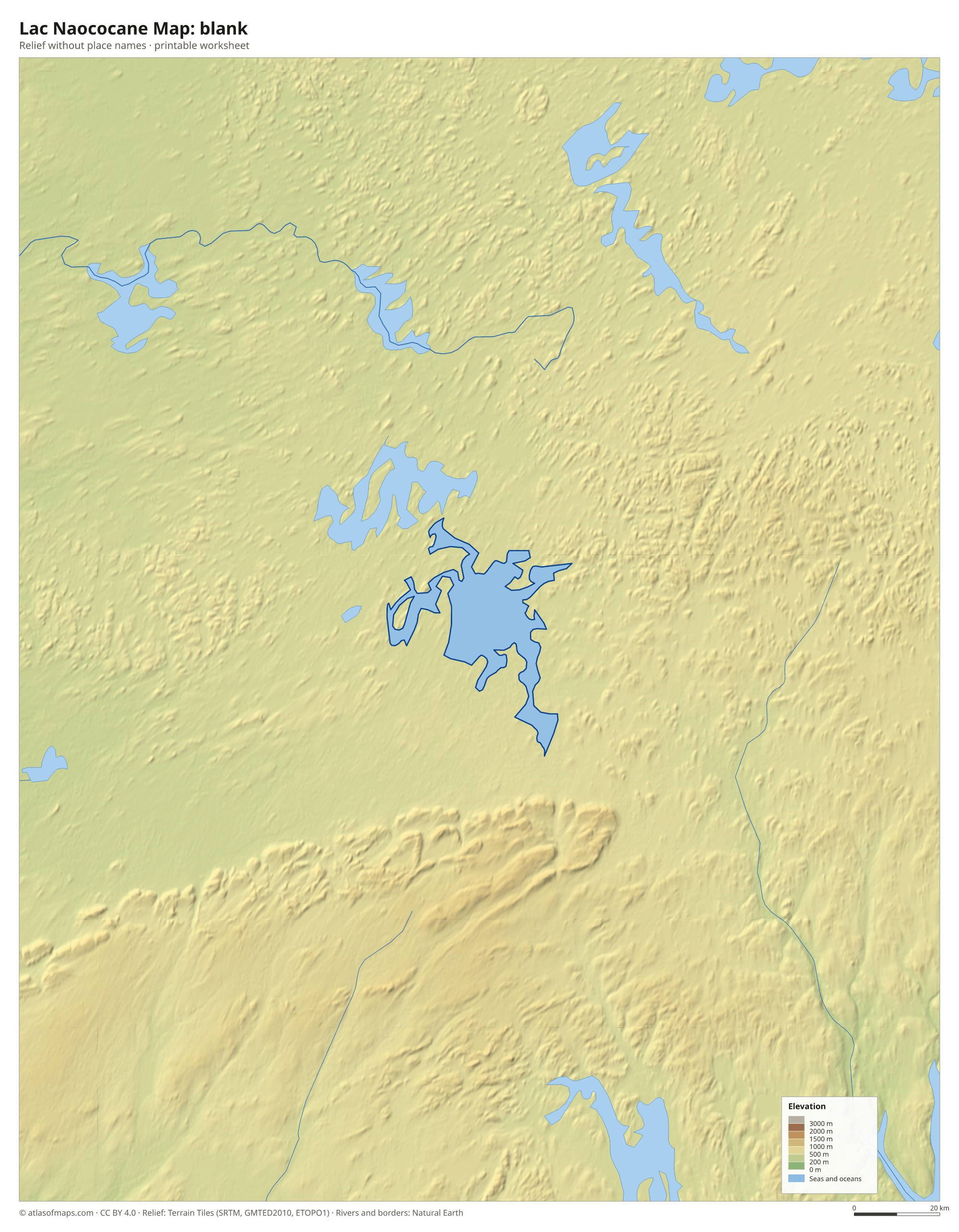 Lac Naococane Map without names