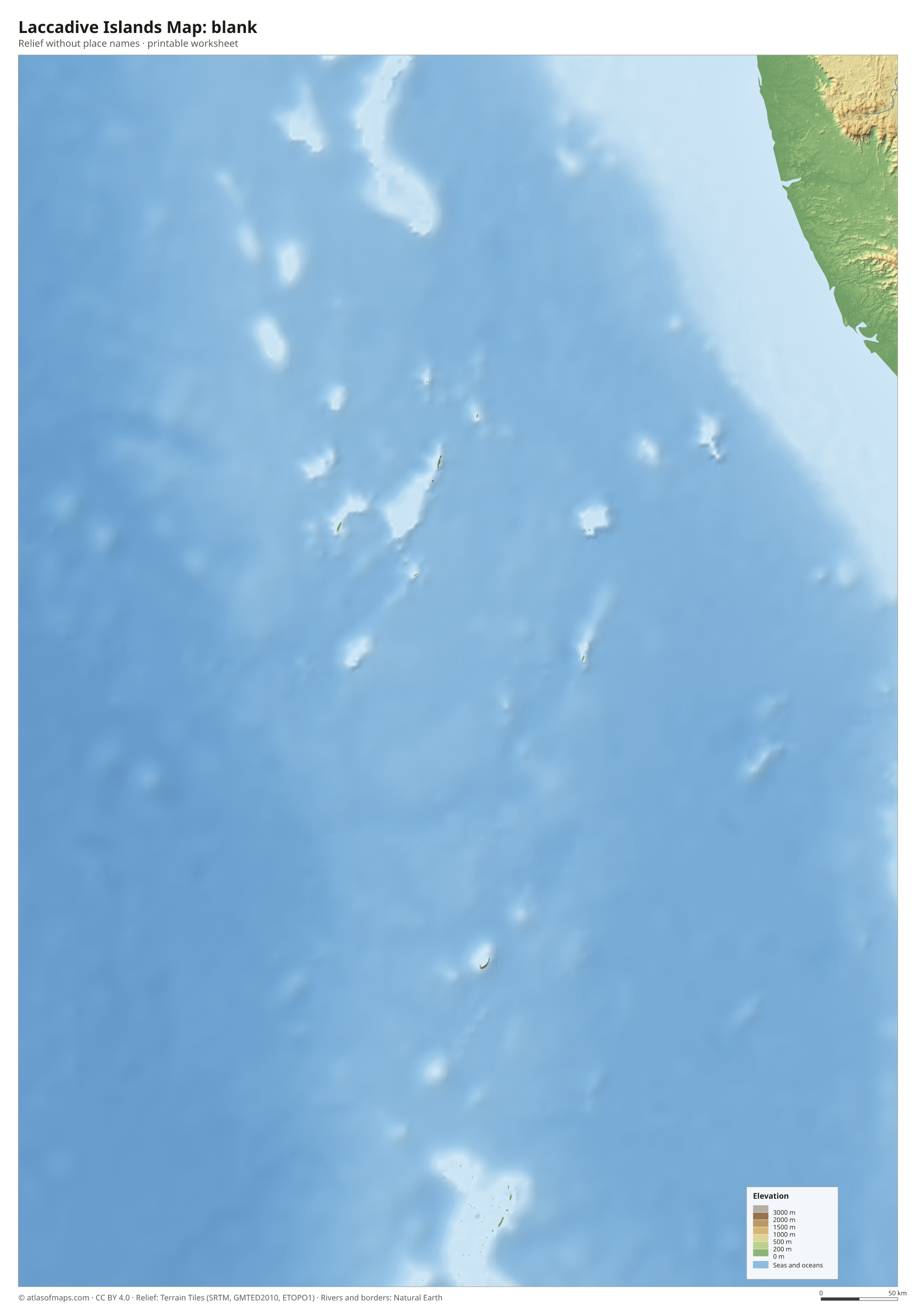 Laccadive Islands Map without names