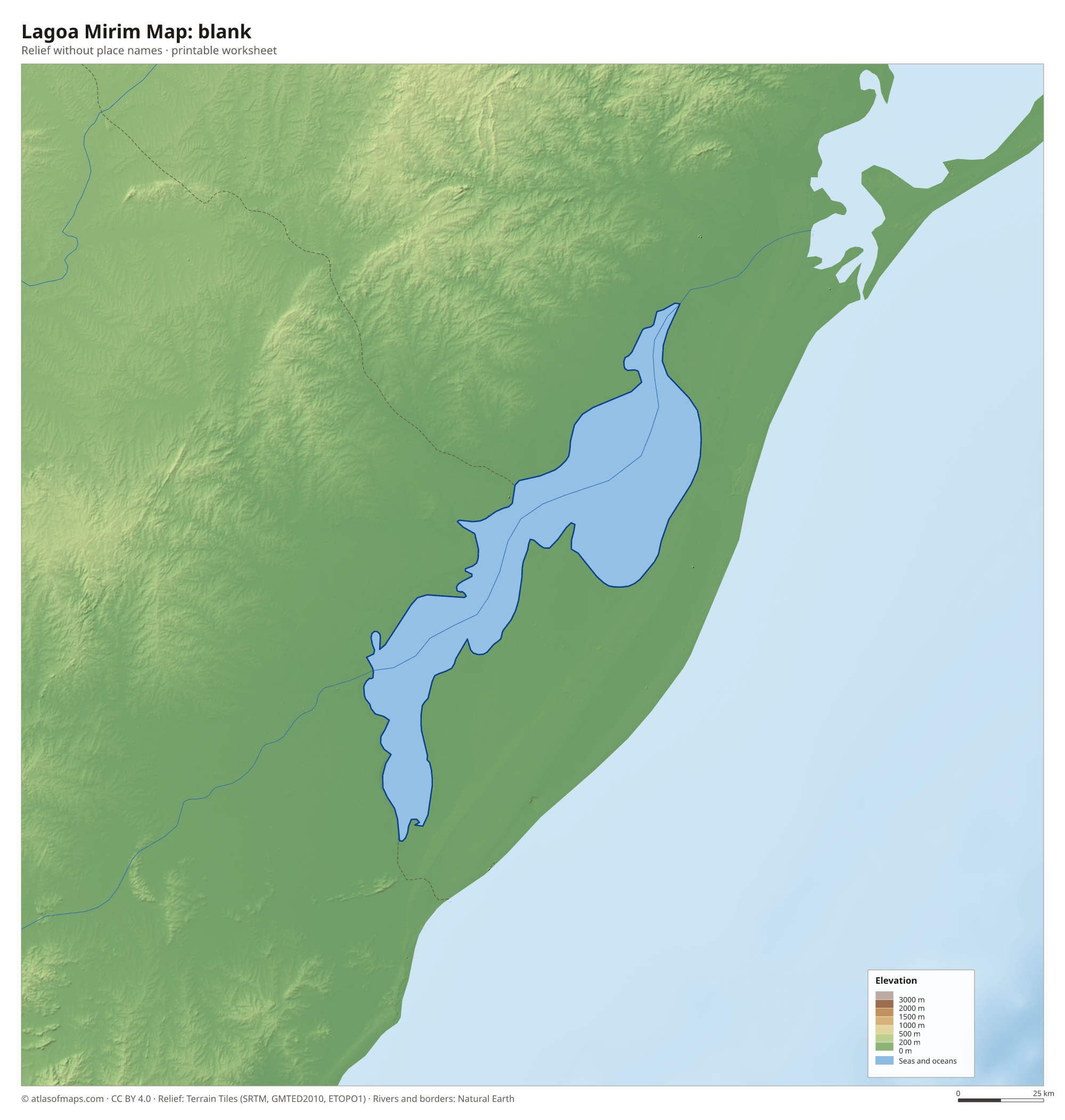 Lagoa Mirim Map without names