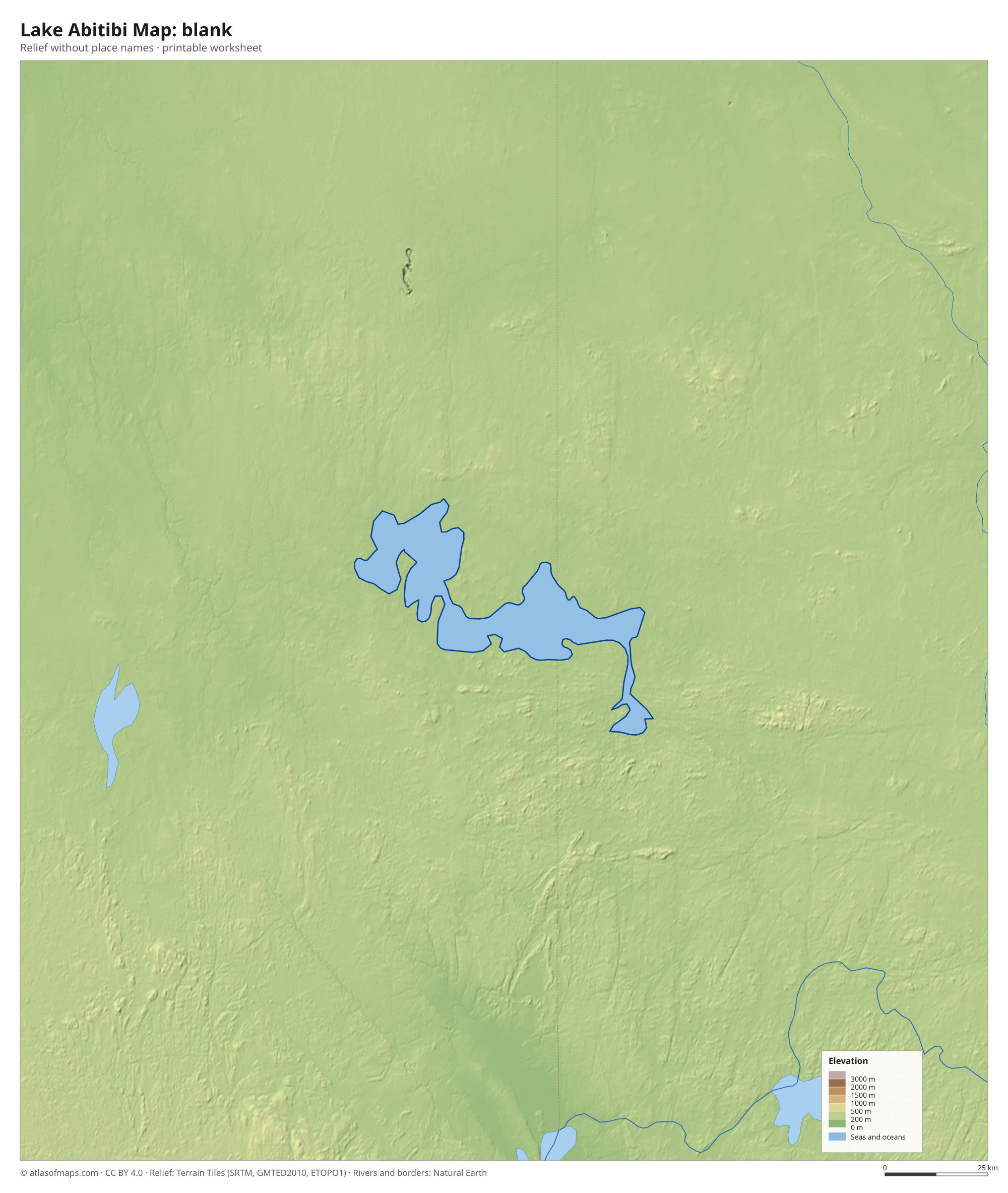Lake Abitibi Map without names